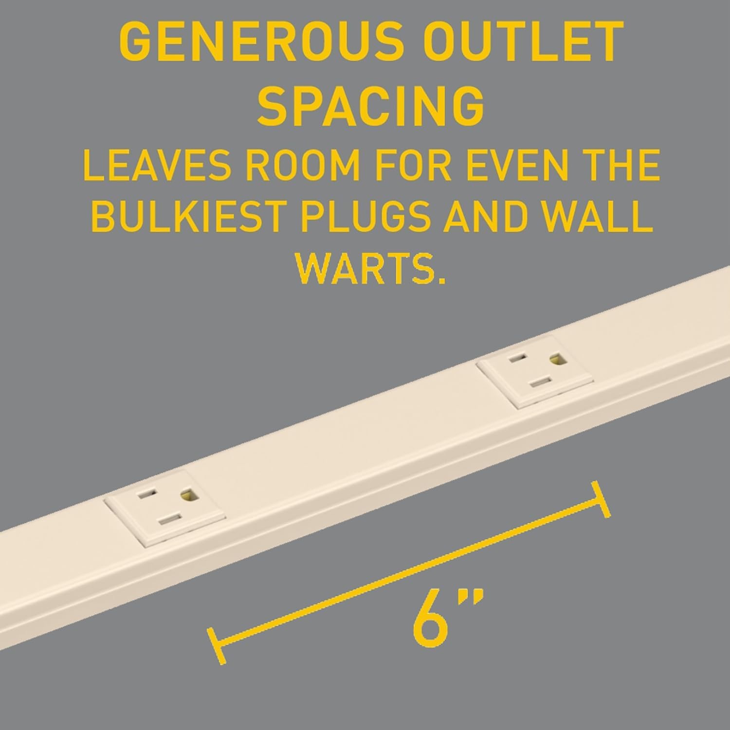Wiremold Plugmold 40 in. 6-Outlet Electric Power Strip, Circuit Breaker, 6 ft