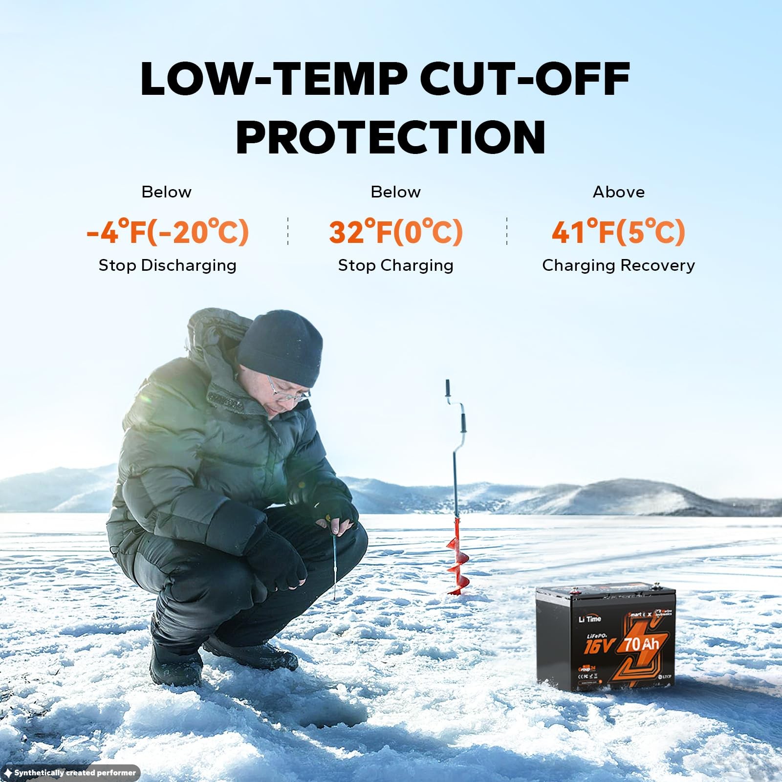 LiTime 16V 70Ah Bluetooth LiFePO4 Lithium Battery Born For Fish Finder Marine
