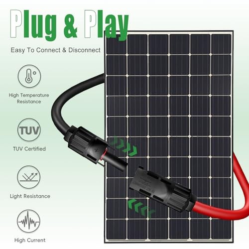 Twin Wire 50 Feet Solar Extension Cable 10AWG 50Ft Flame Retardant Protective