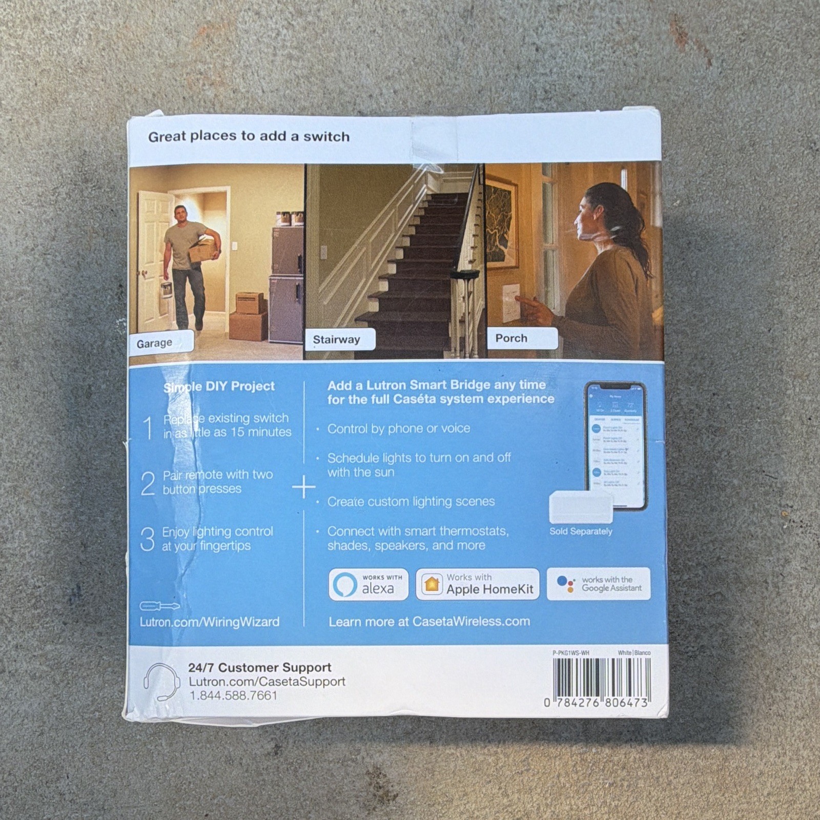 Lutron Caséta Wireless Smart On/Off Switch + Pico Remote Kit White 120V