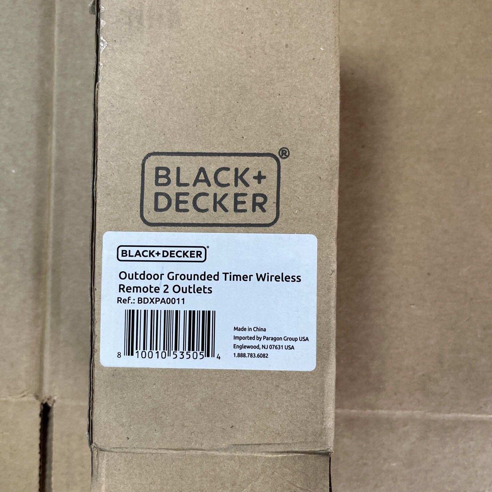 BLACK+DECKER Outdoor Wireless Outlet with Remote 2 Grounded Outlets Photocell Se