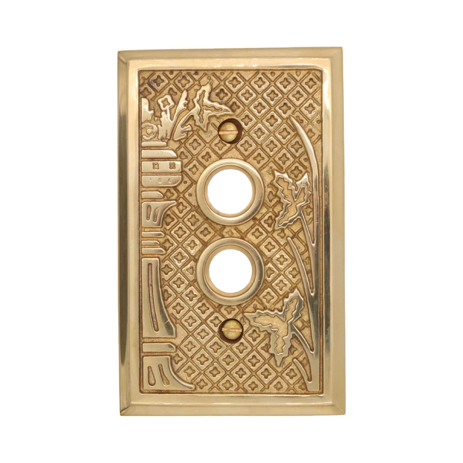 Victorian Style Single Gang Push Button Switch Cover Plate Cast Thick Brass
