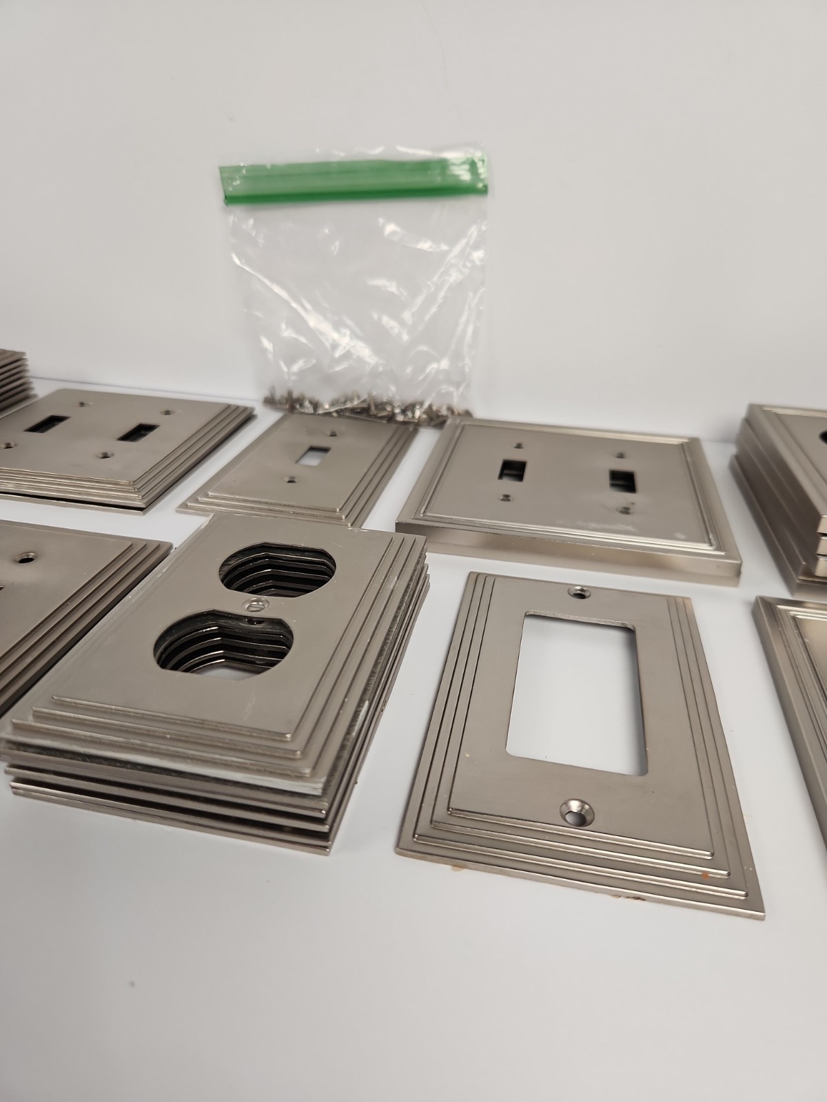 AmerTac Satin Nickel Wall Plate Lot 31pc Switch Outlet Cover Architectural