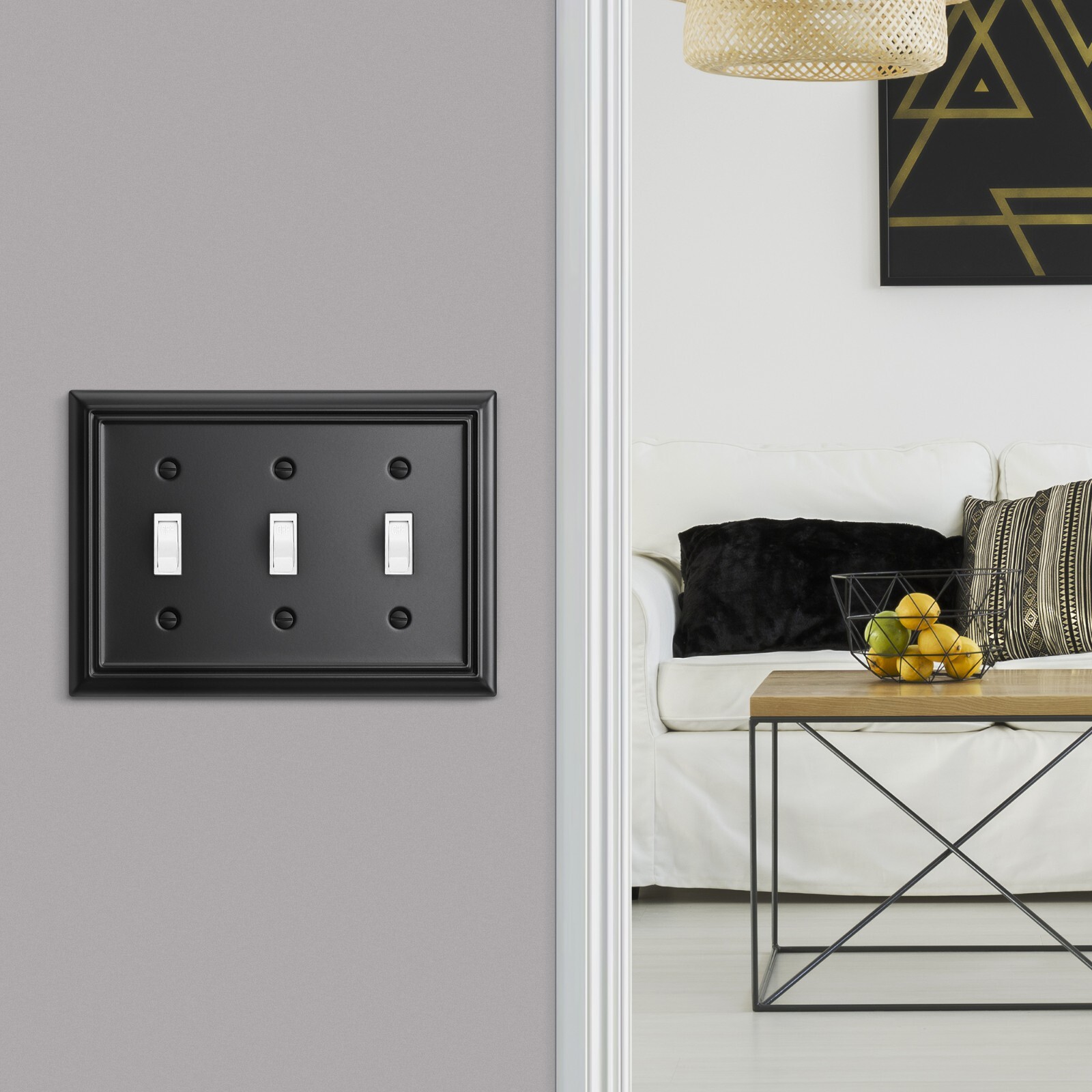 DEWENWILS Metal Outlet Cover, Standard Size Switch Cover, 4 Pack, Black