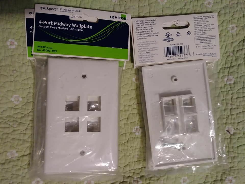 Lot of 5 pcs NOS Leviton 4-Port Midway Wall Plate White 41091-4W1