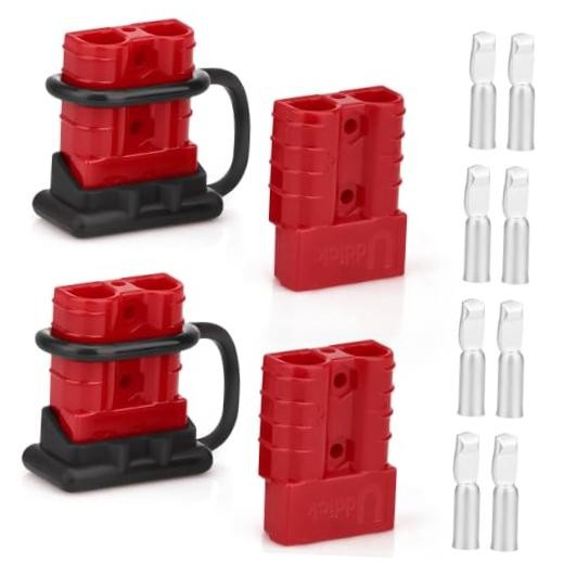 4PCS 50A 6-10 Gauge Battery Cable Quick 4PCS 10AWG With 2Covers red