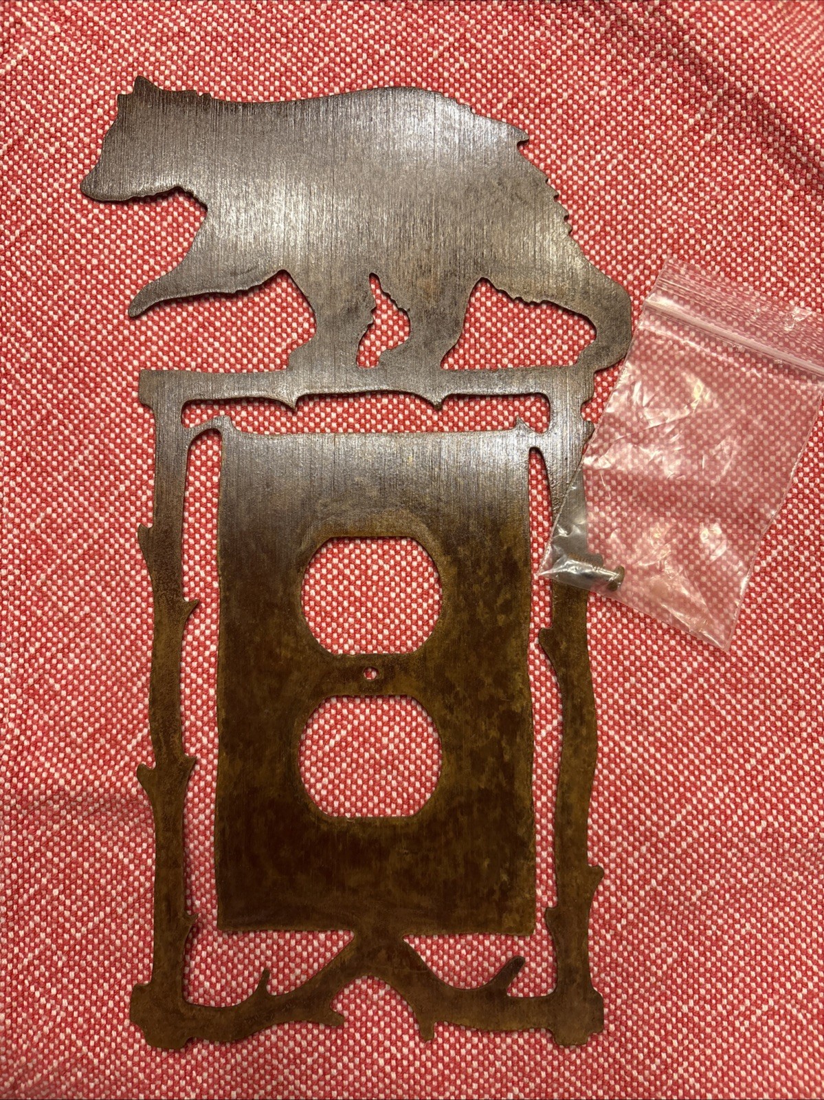 New Bear Art Rustic metal Wall outlet Plug cover Lodge-Cabin-Man cave-W/screw