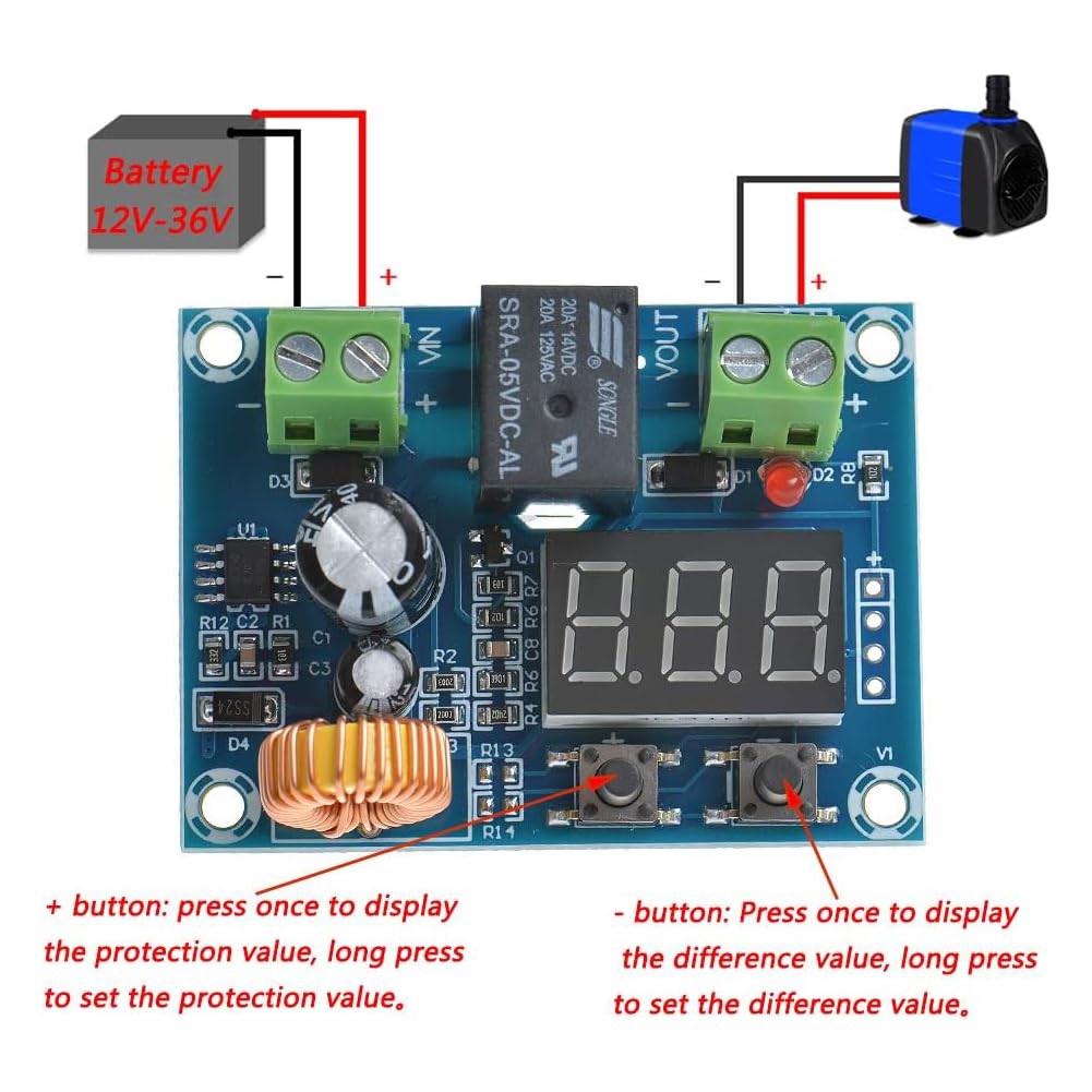 2PCS Digital Low Voltage Protector 12V-36V Disconnect Switch Cut Off Over Dis
