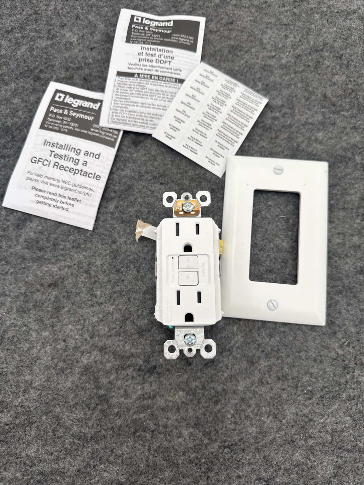 Legrand Radiant 1597-TRW 15A Self-Test GFCI Receptacle Outlet Tamper Resistant