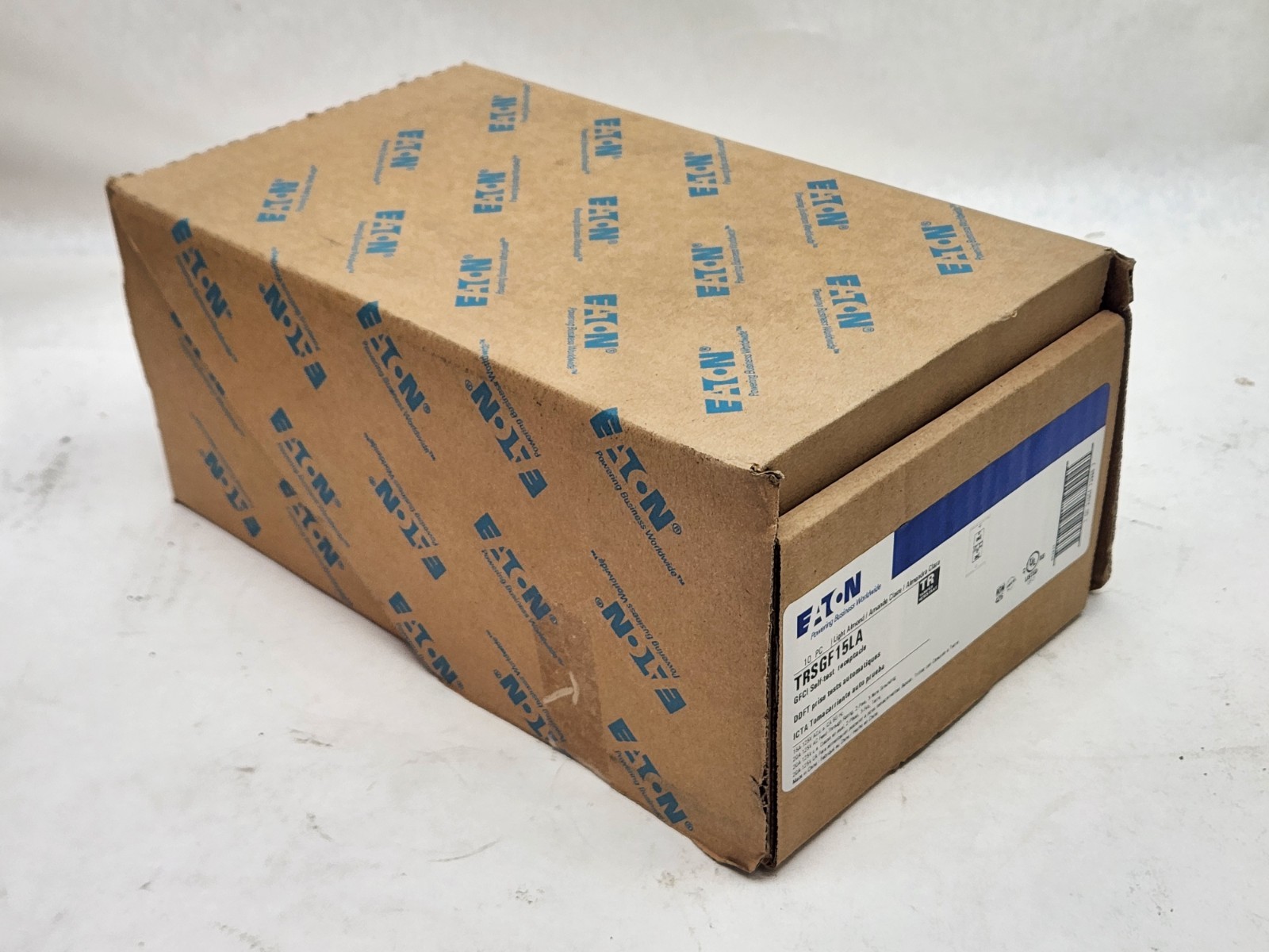 10 Pcs – Eaton TRSGF15LA Light Almond GFCI Self-Test Receptacle Outlet & Cover