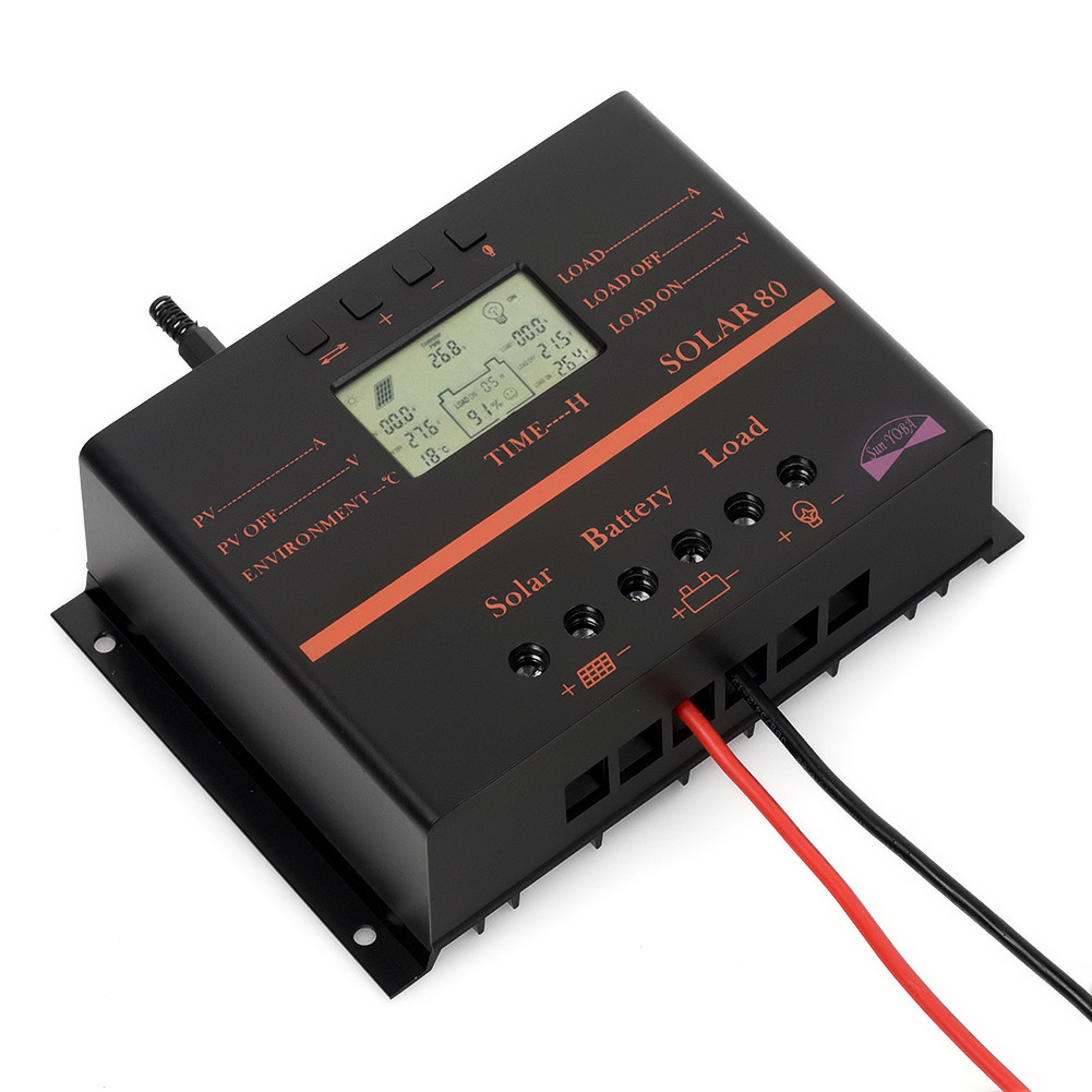 80A AMP MPPT Solar Panel Regulator Charge Controller 24V/12V 2000W/1000W LCD US1