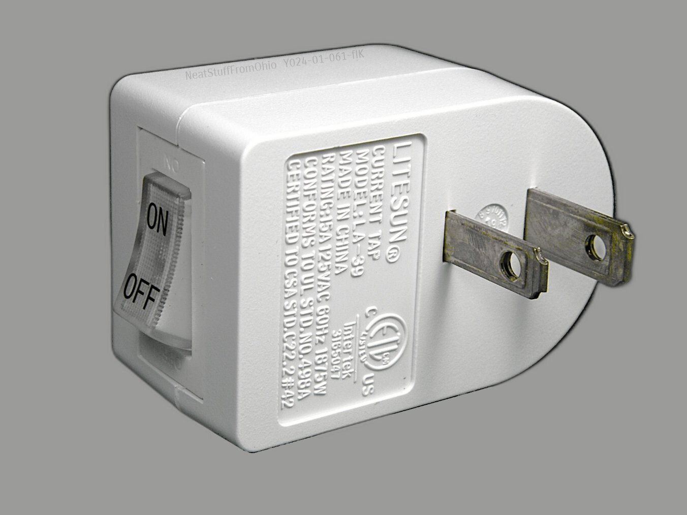 PLUG-IN POWER SWITCH, ON/OFF, TWO-PRONG, POLARIZED, ILLUMINATED, 125VAC
