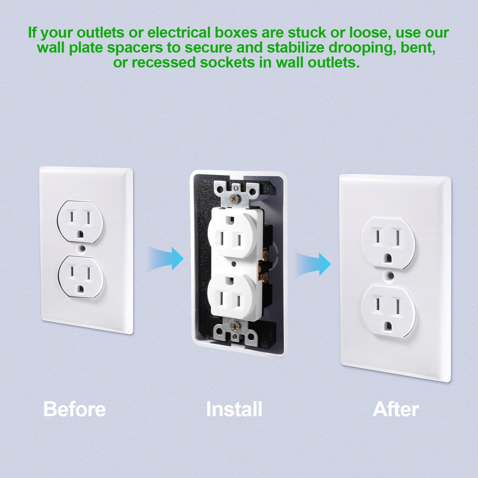 10 Pcs Wall Plate Spacers, Plastic Device Leveling Flush Fit Plates, Electric…