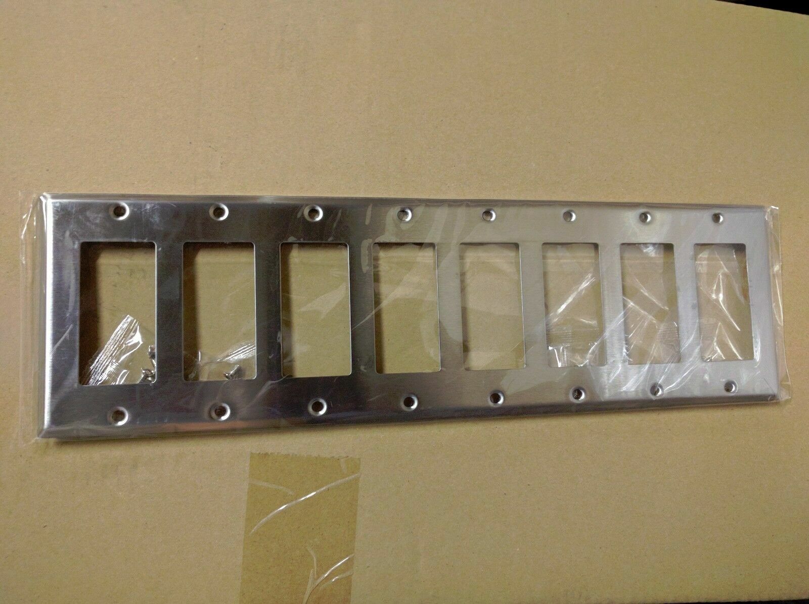 NEW 8-Gang Decorator Brushed Stainless Steel Wall Plate Decora Industrial Switch