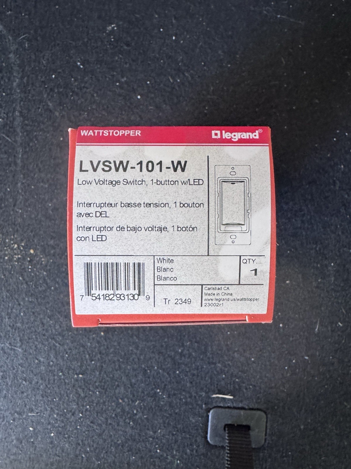 WATTSTOPPER WHITE LOW VOLTAGE LED SWITCH 1 BUTTON LVSW-101-W (Case Of 10)