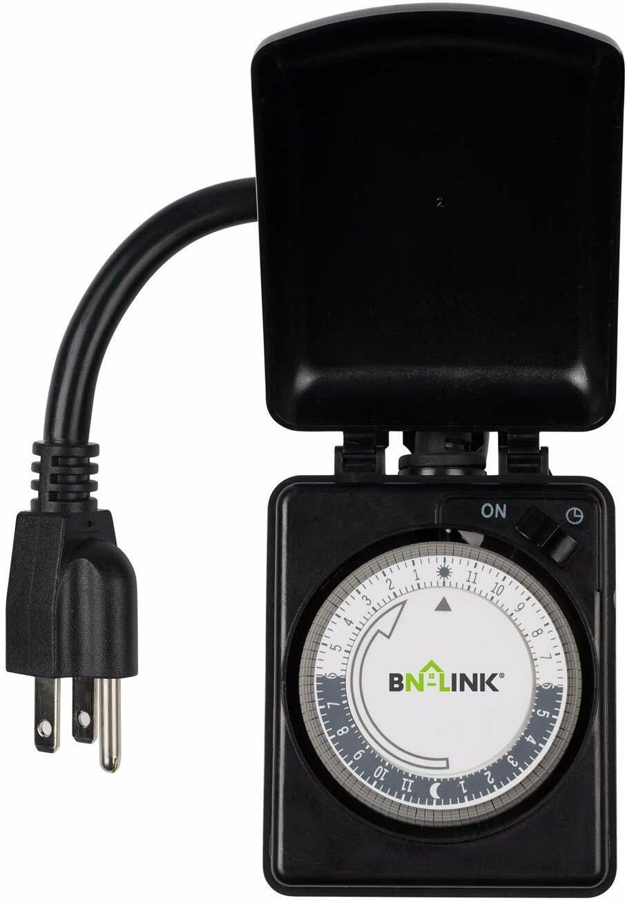 BN-LINK Outdoor Mechanical Plug in Outlet Timer -Heavy Duty 24 Hr Dual Outlet