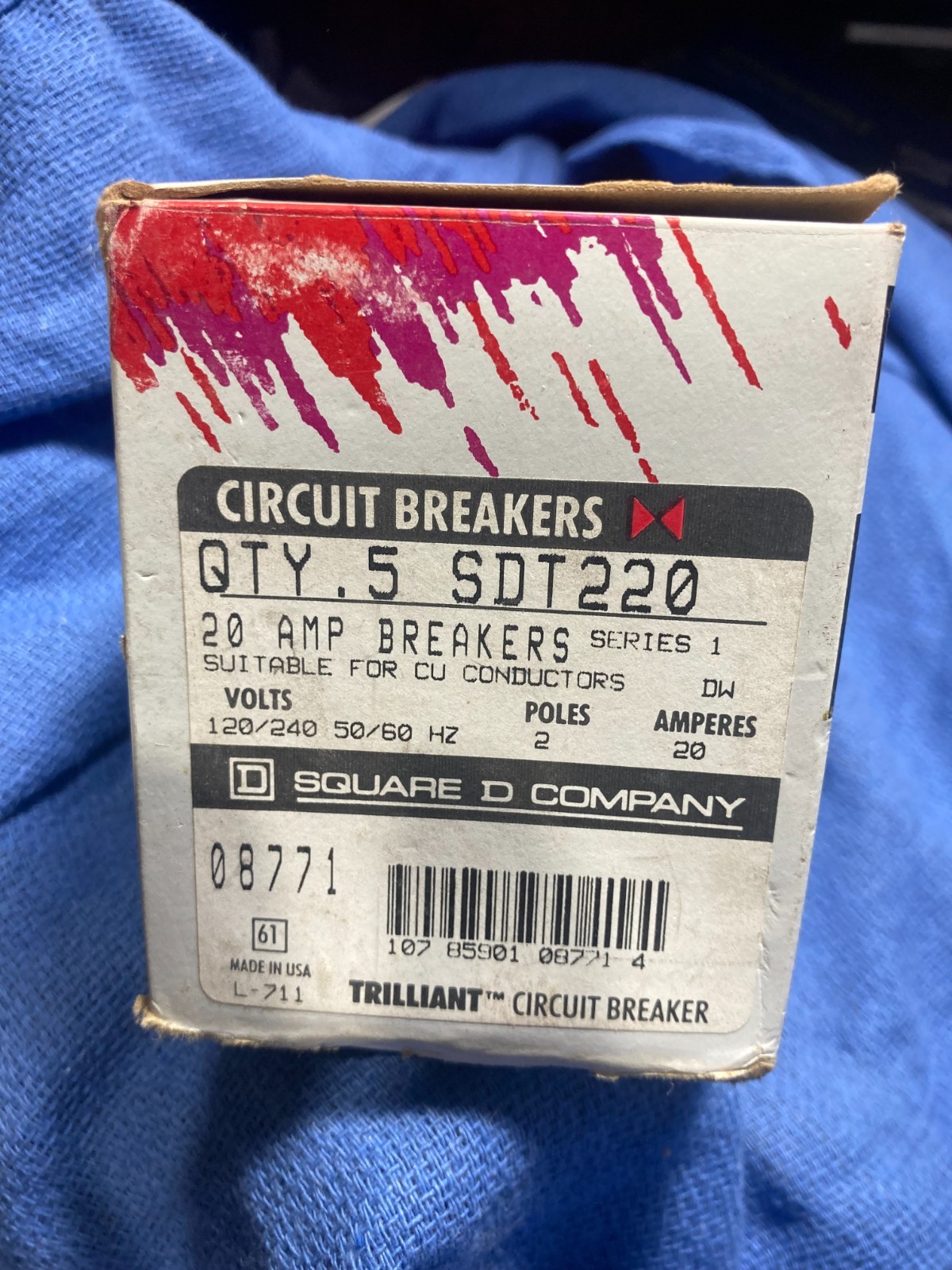 JUST 1 Square D SQUARE D TRILLIANT 20 AMP SDT220 CIRCUIT BREAKER 2 POLE 120-240