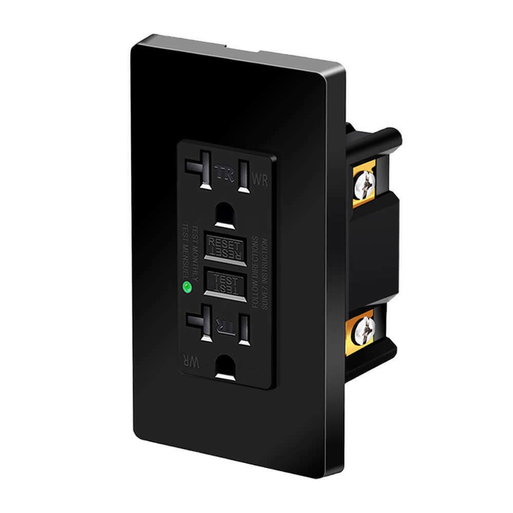 GFCI Outlet 20 Amp LED Indicator TR Weather Resistant Receptacle Outdoor Black