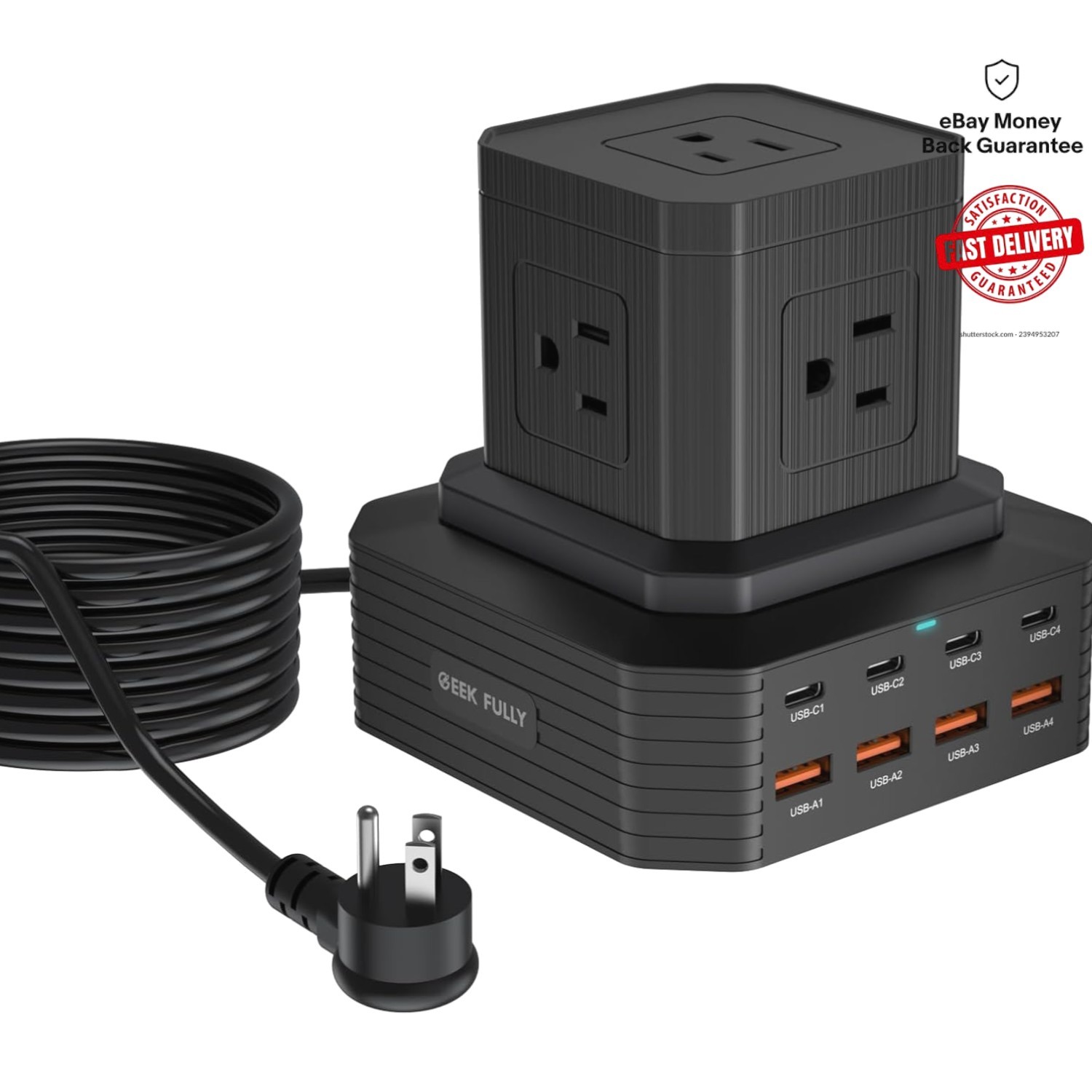 Versatile 13-in-1 USB-C Power Strip with Fast Charging & 6.6Ft Extension Cord