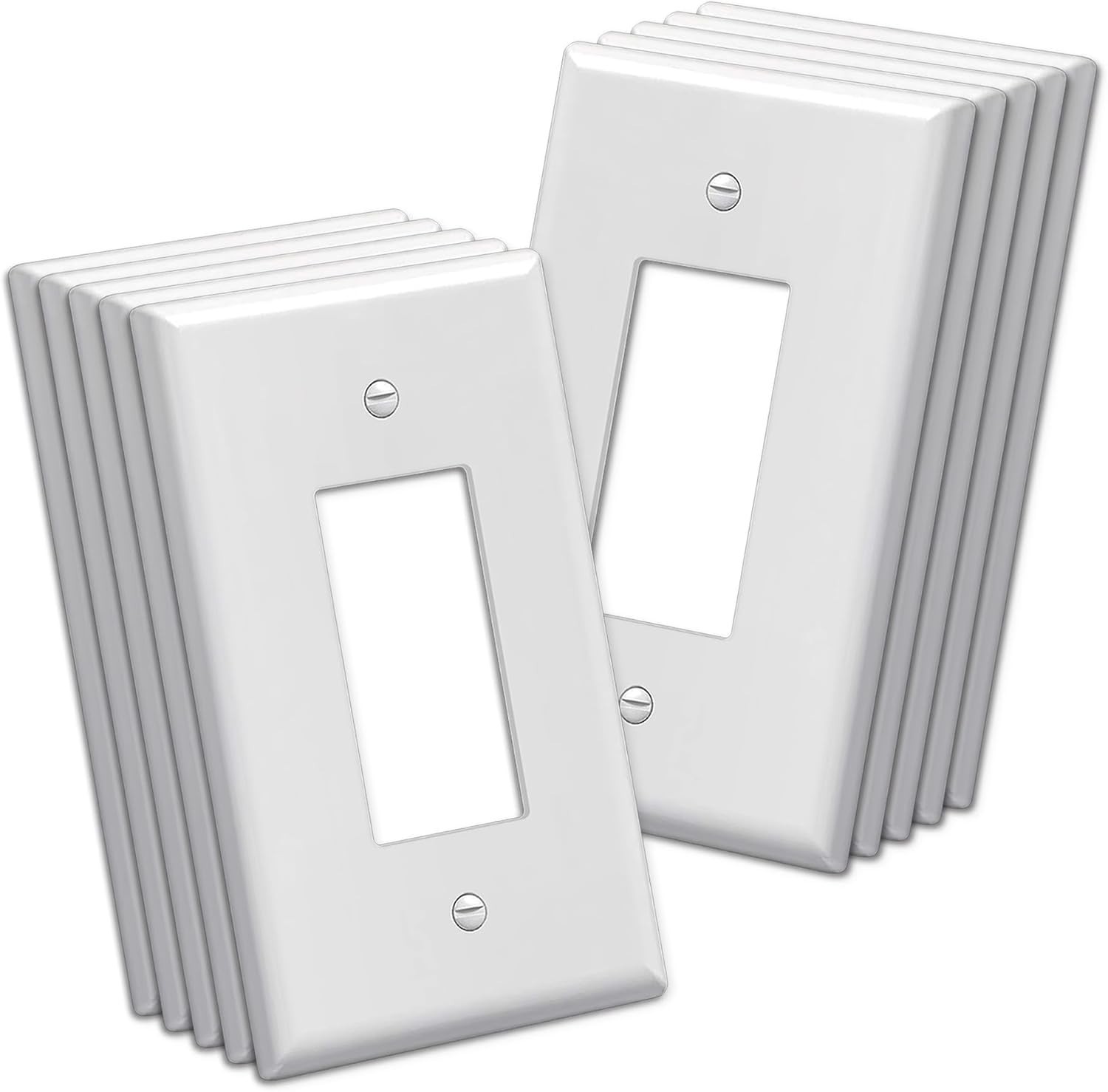 10 Pack Oversize Wall Plate, 1-Gang Decorator Receptacle Cover, Polycarbonate