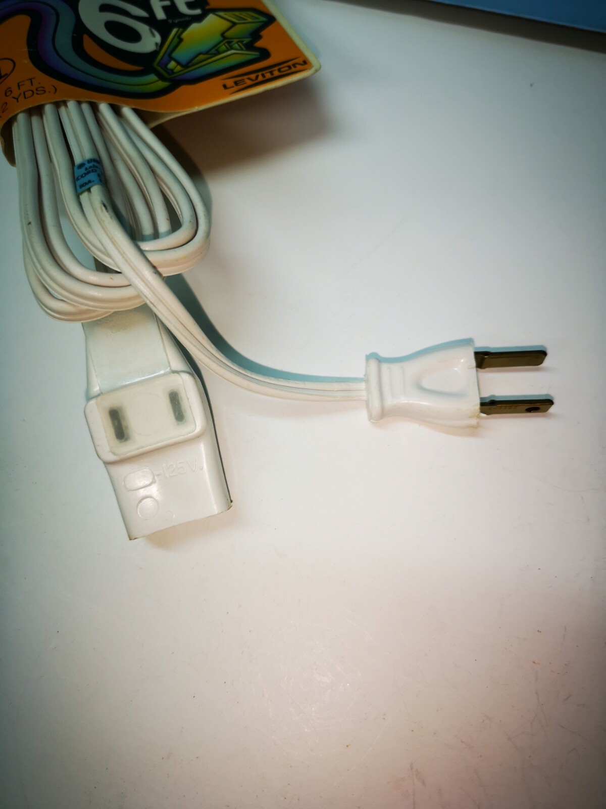 2-PK Leviton WHITE 6-FT Safety Extension POWER CORD 10A 125V 1250W NEW 2531-6
