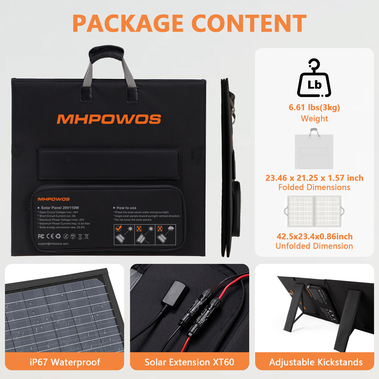 Solar Panels Kit 110W 220W 20V 220W 40V for Jackery Anker Bluetti Powerstations