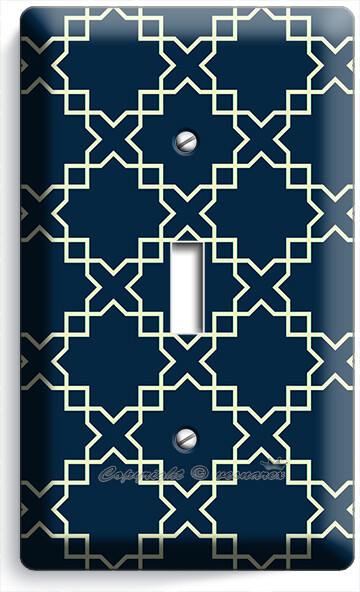 TEAL BLUE ARABIC TRELLIS PATTERN 1 GANG LIGHT SWITCH WALL PLATES ROOM HOME DECOR