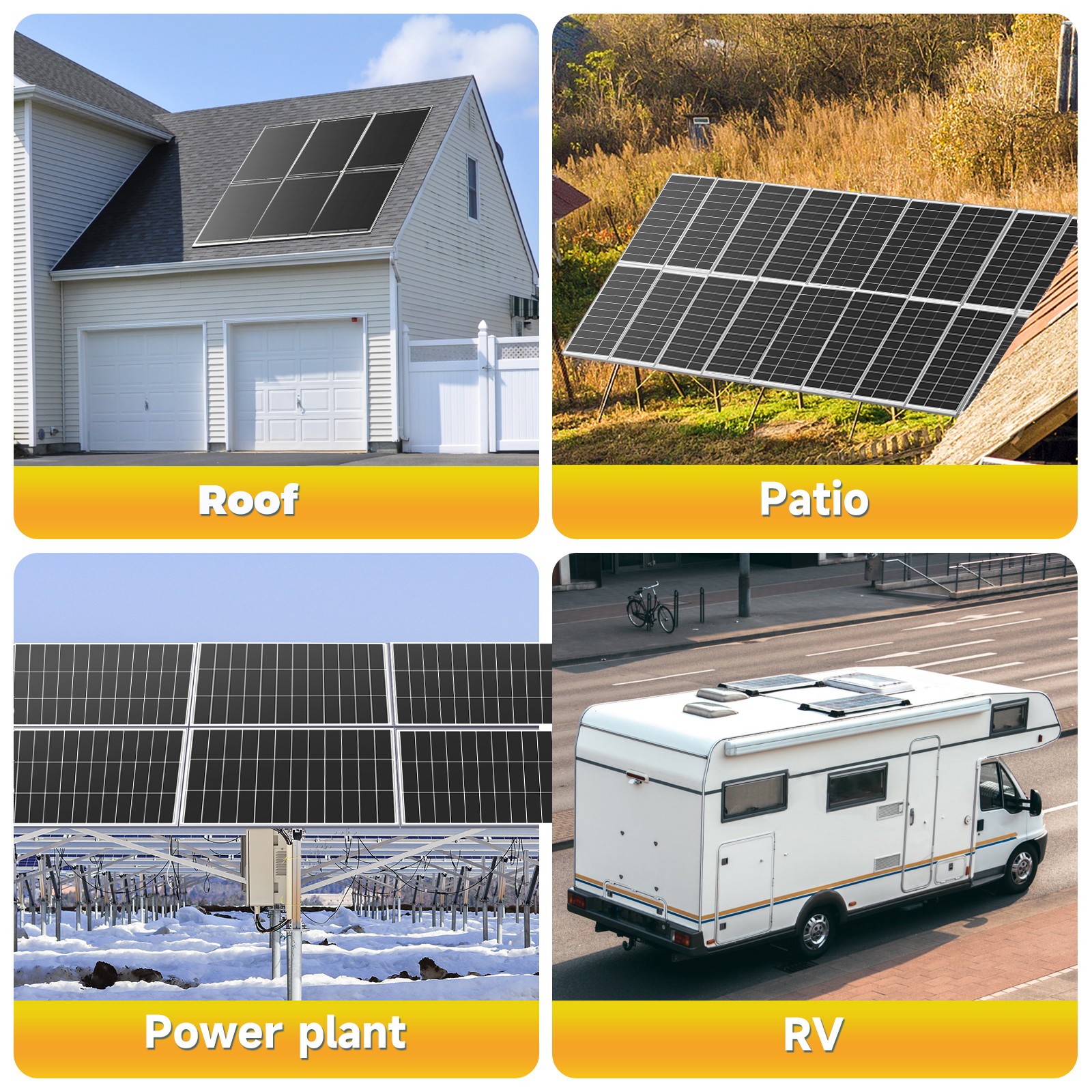 250W 500W 1000W Mono Solar Panel 18BB Power RV Camping Home Camp Off Grid Charge