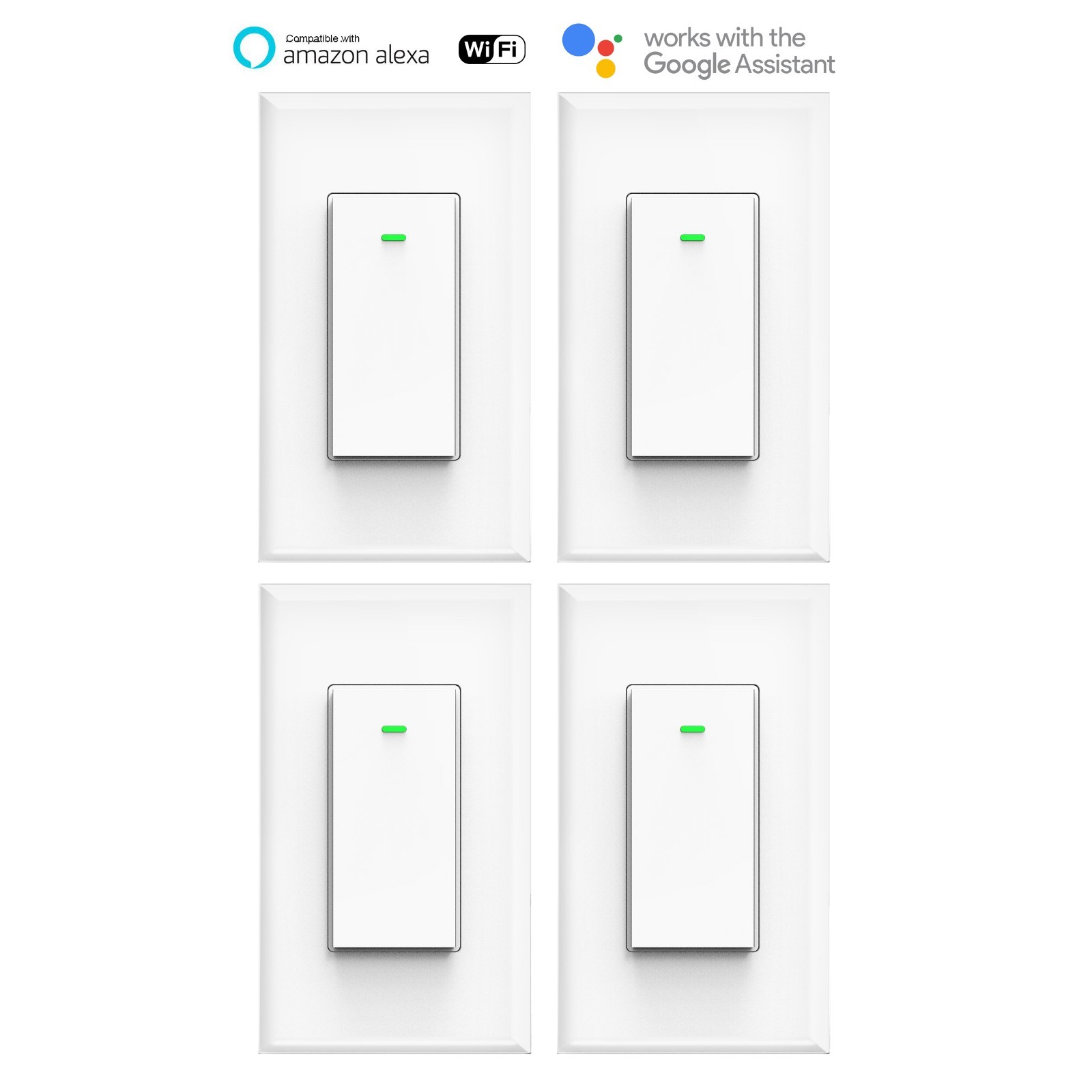 Smart WIFI Switch Light Wall Works with Alexa Google Home voice smart life 4pack