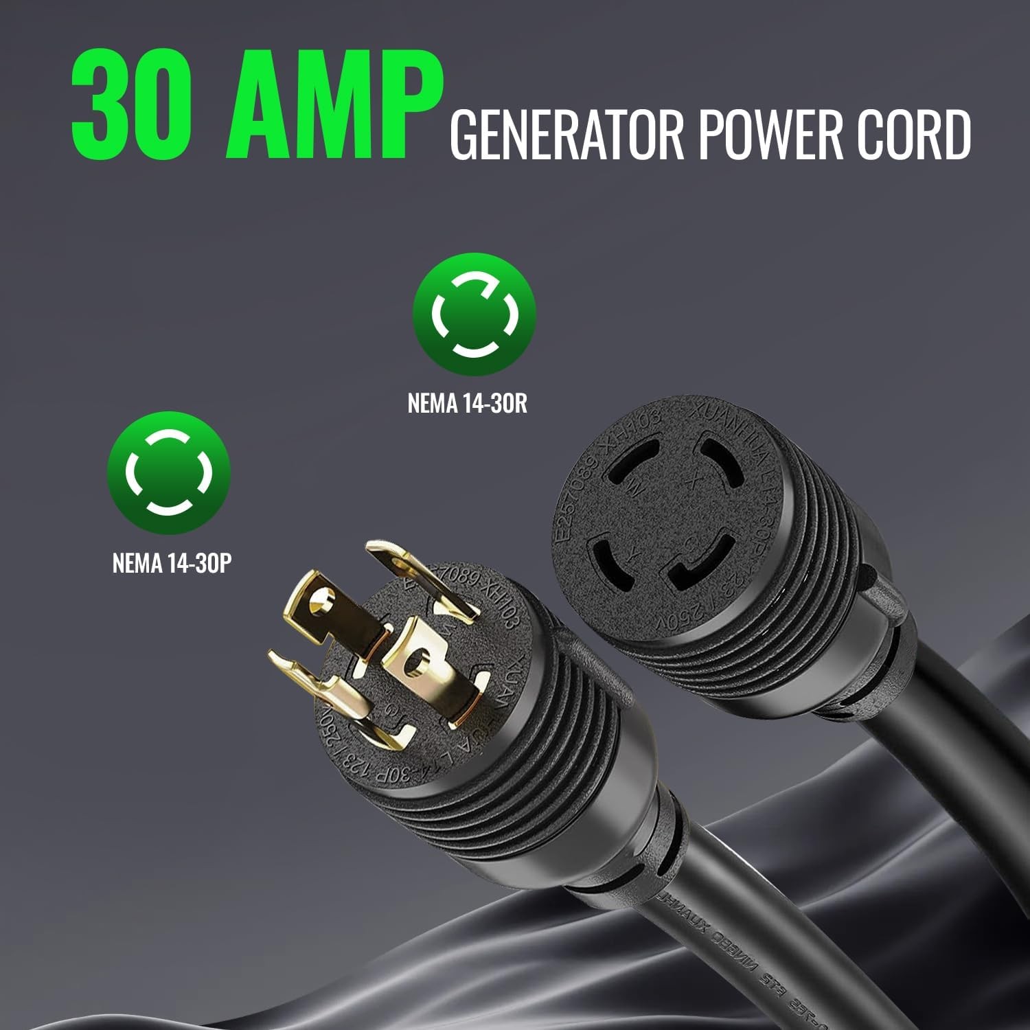 30 Amp 20FT RV Extension Cord Set with Power Inlet Box NEMA L14-30P to L14-30R