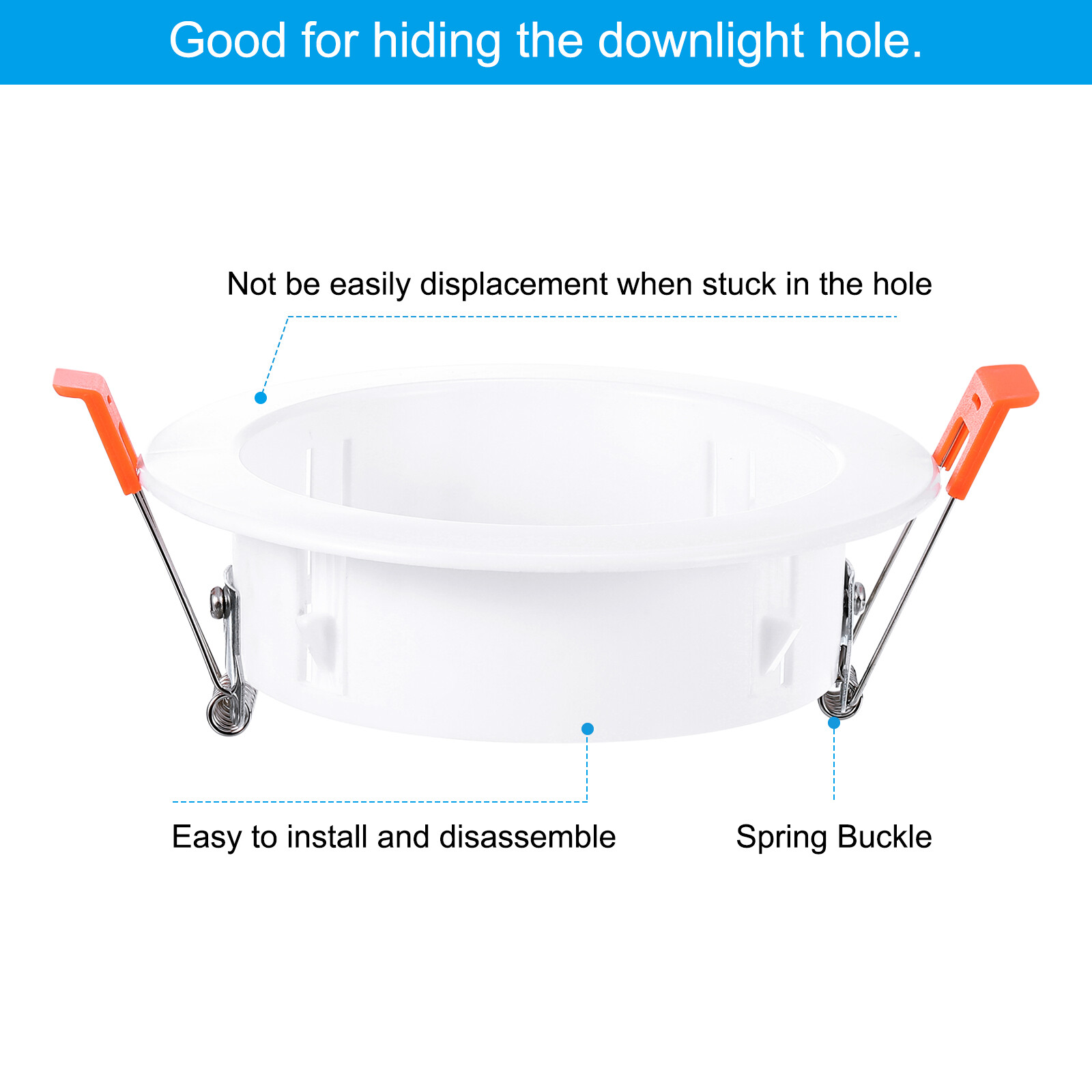 4″ Spring Ceiling Cover Plate Suitable for 4.1-4.9inch Round Hole White