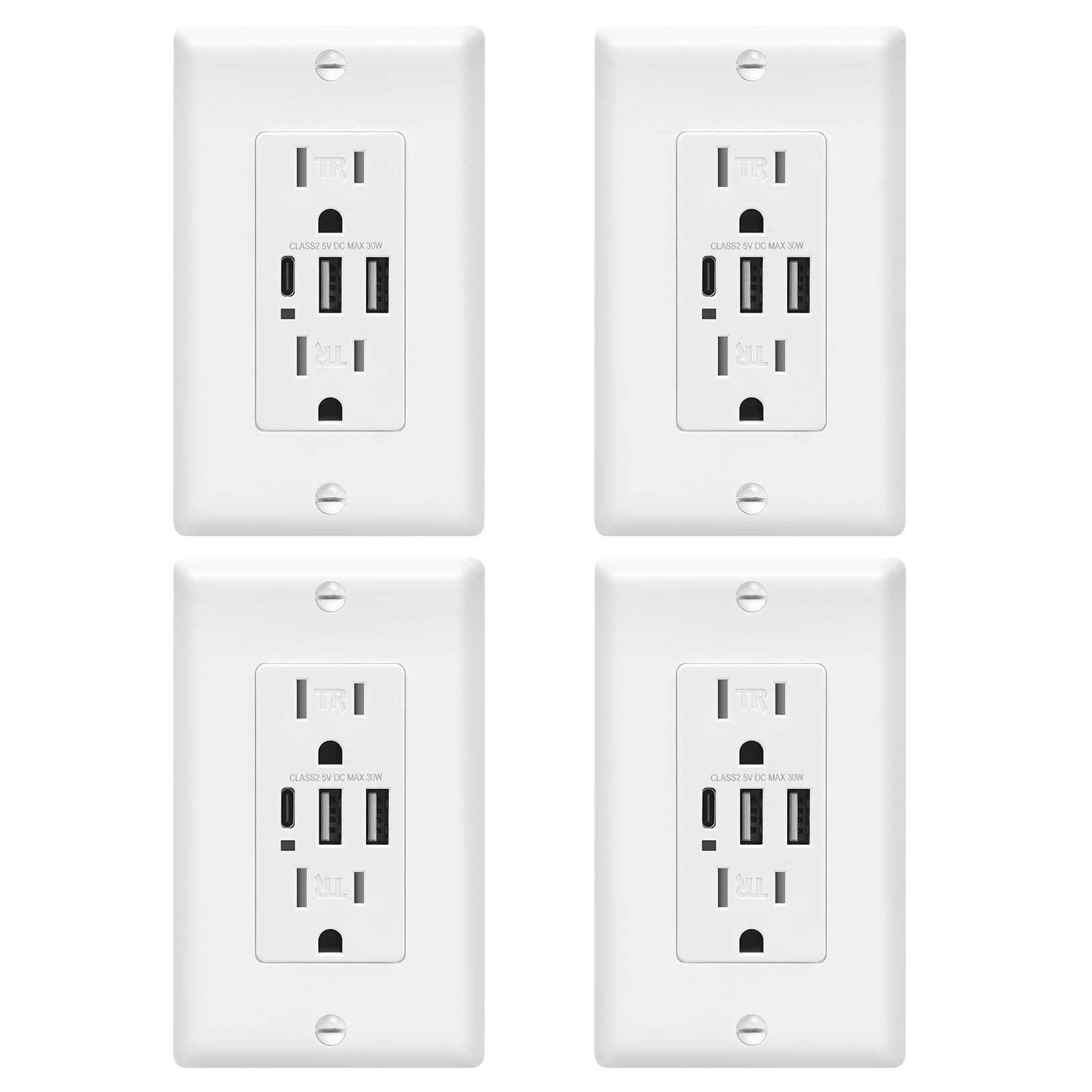 ECOELER USB C Receptacle, 6.0A Charging Power Outlet with USB-C/A, 4 Pack | 1…