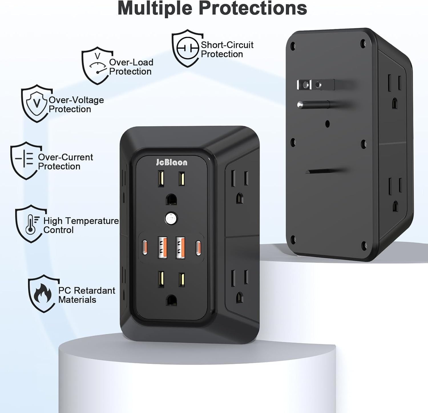 Multiple Plug Expander Wall Charger,6 Outlet Splitter with 4 USB Ports (2 USB C)