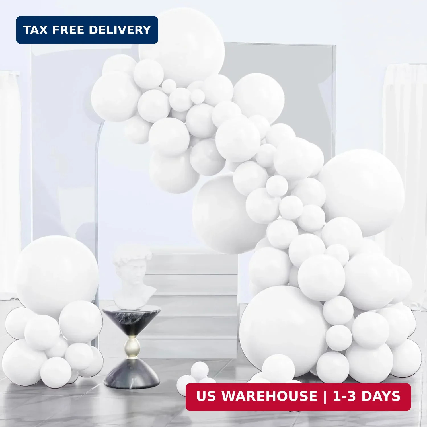 PartyWoo White Balloons 140 pcs Different Sizes of 18 12 10 5 Inch White Balloon