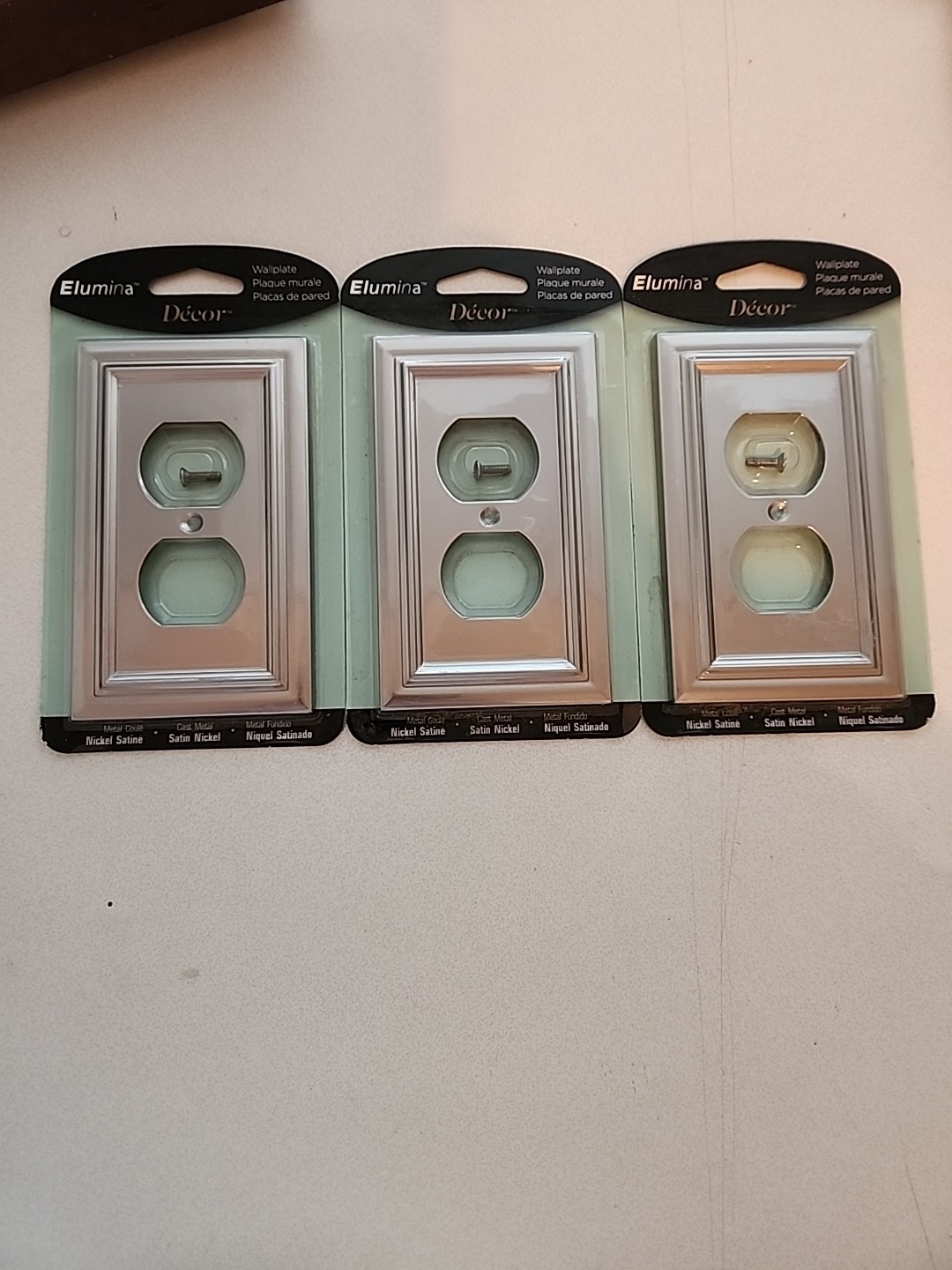 ELUMINA ~ DECOR ~ WALLPLATE ~ CAST METAL ~ SATIN NICKEL ~ Q16743BDBA NEW 3 Pcs