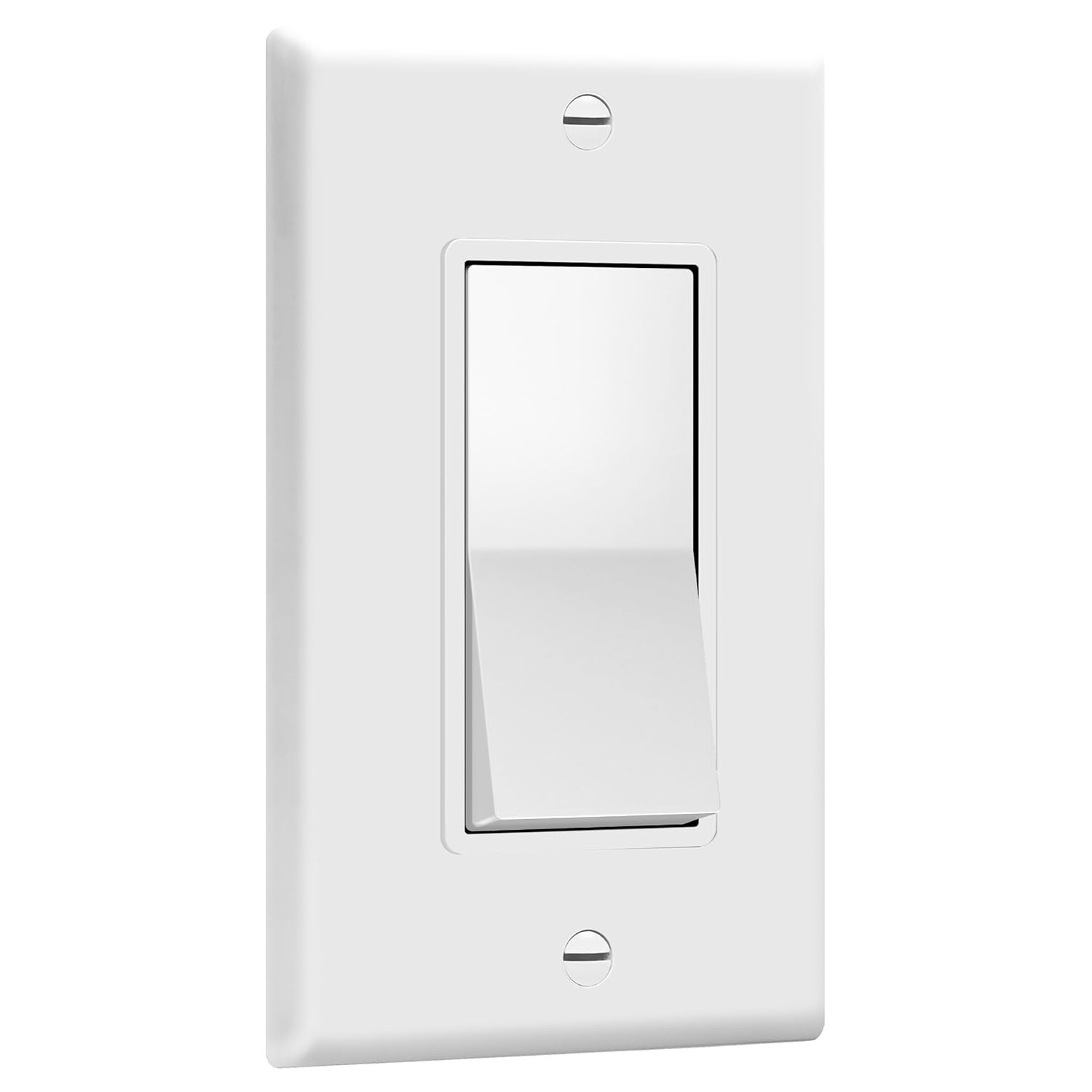 Residential Grade 15A Decorator Light Switch with White Wall Plate Included