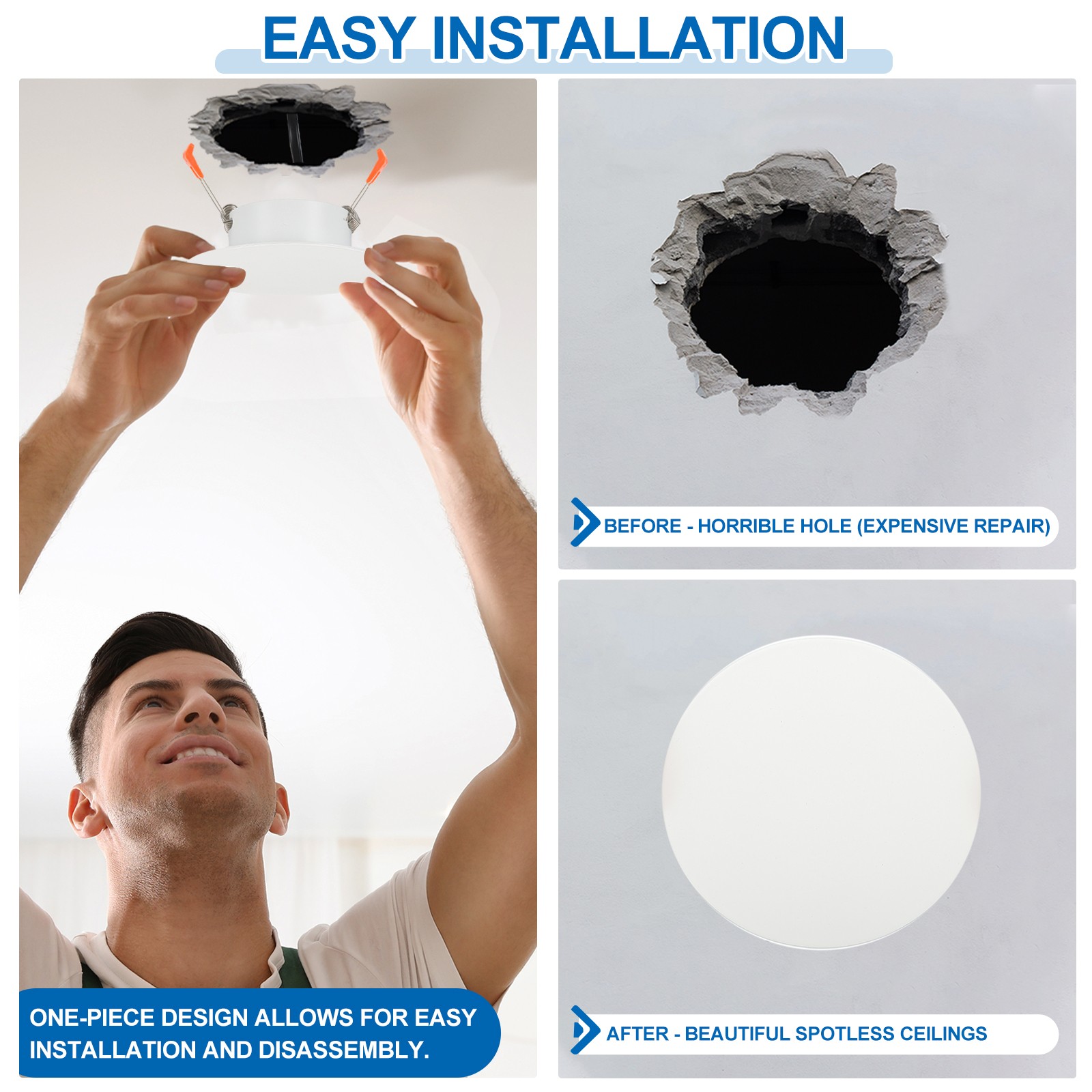 4 Pcs 2.75″ Metal Ceiling Cover Plate Suitable for 1.4-2.2″ Round Hole, White