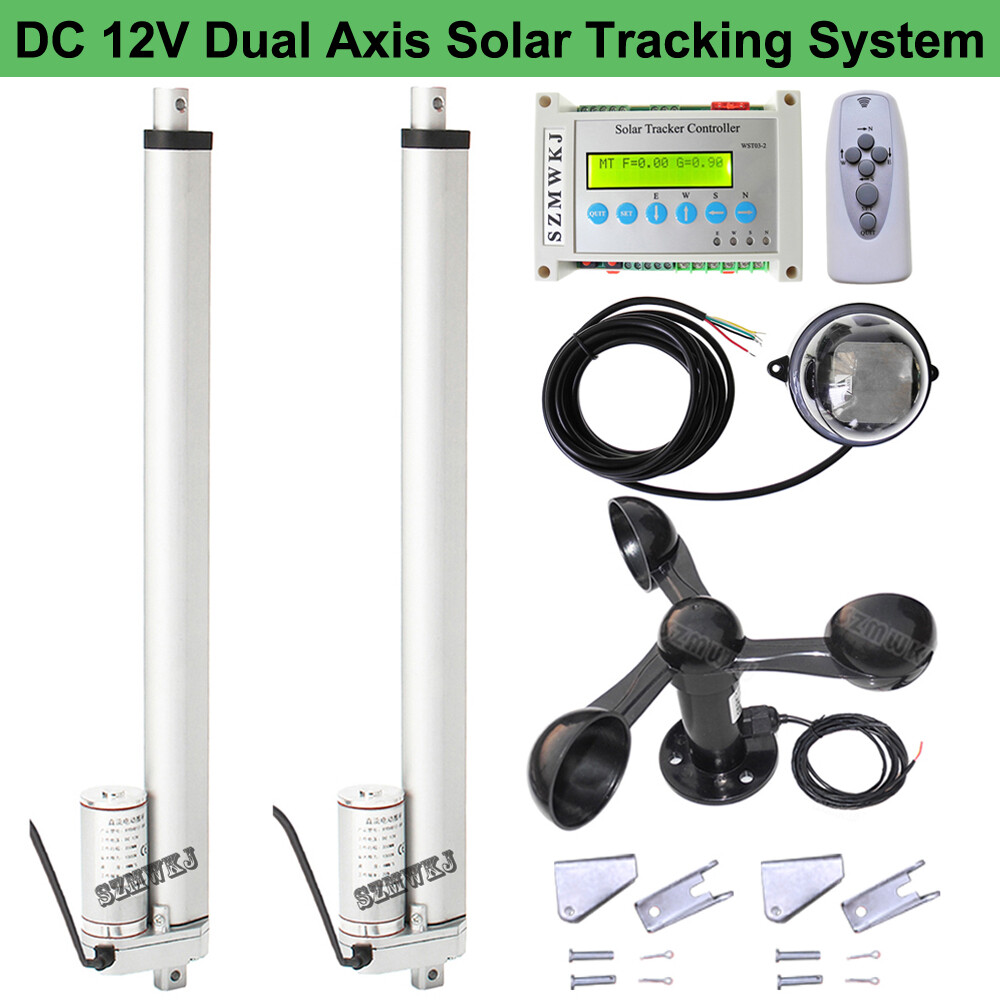Dual DIY Axis Solar Tracking Tracker Kit W/ 14″ Linear Actuator W/ Anemometer