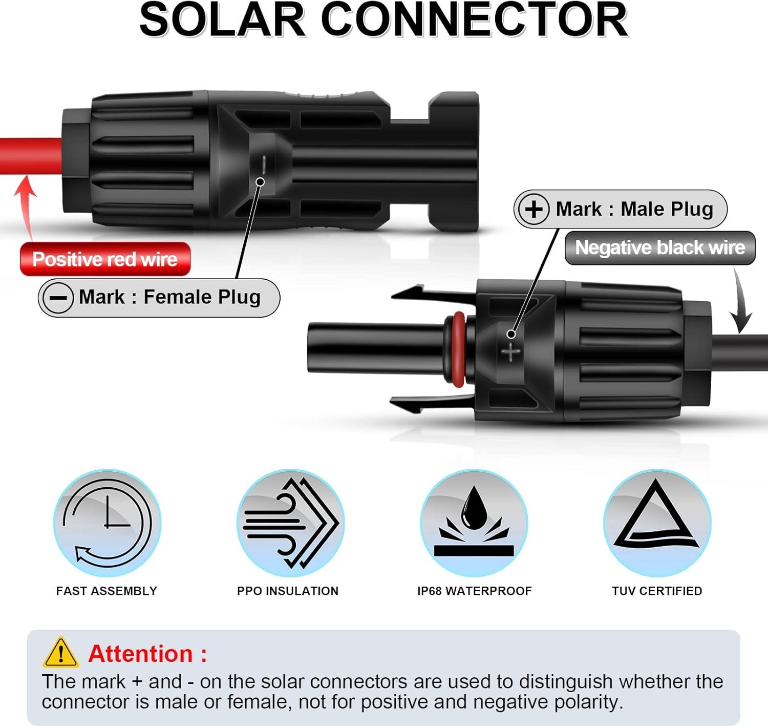 10AWG Solar Extension Cable – 10FT Weatherproof and Corrosion Resistant Design