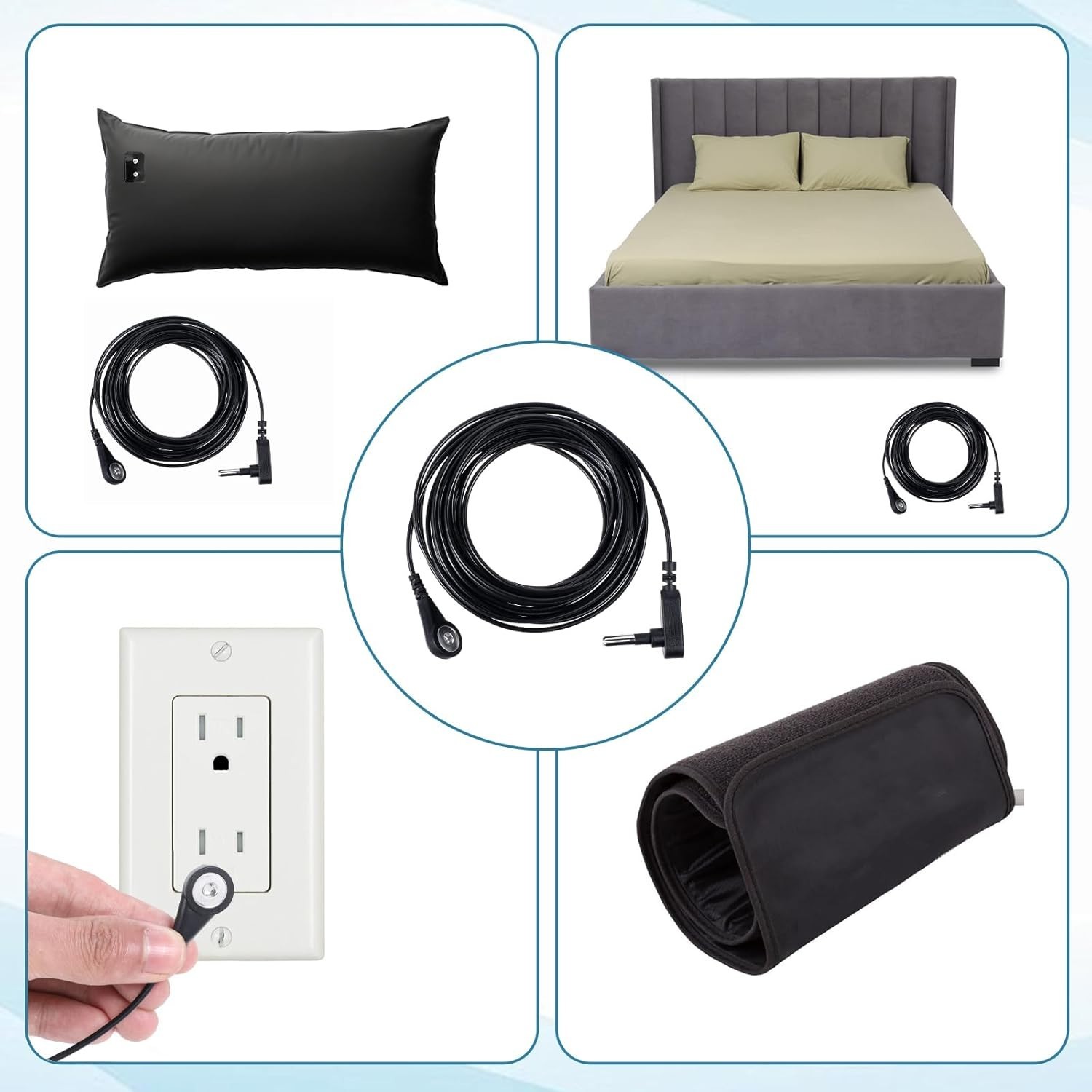 1pcs Grounding Mat Replacement Cord 15ft Black Cable for All Grounding Sheets