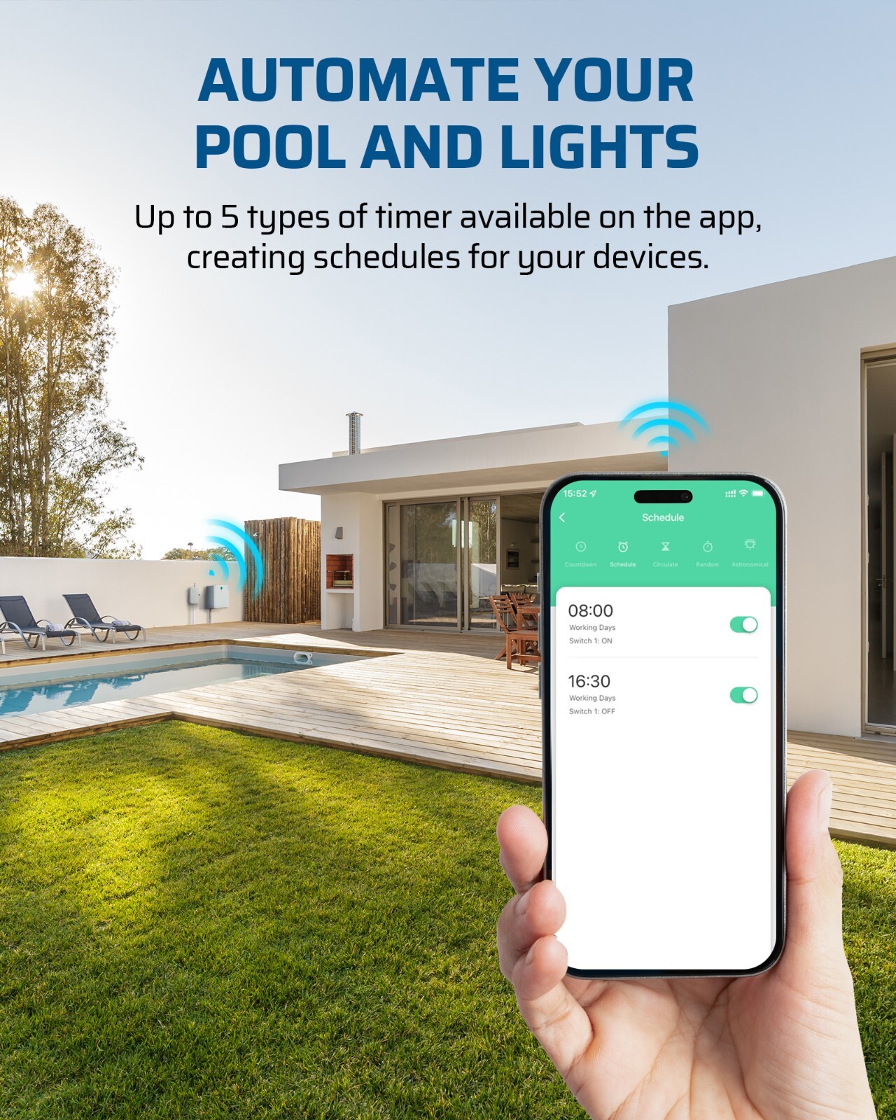 DEWENWILS Outdoor Smart WiFi Box 2HP Wireless Controller Timer for Pool