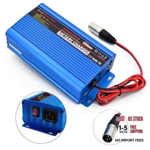 24V 5A Battery Charger Maintainer 4-Stage Smart Lead-Acid Charger 3-pin XLR