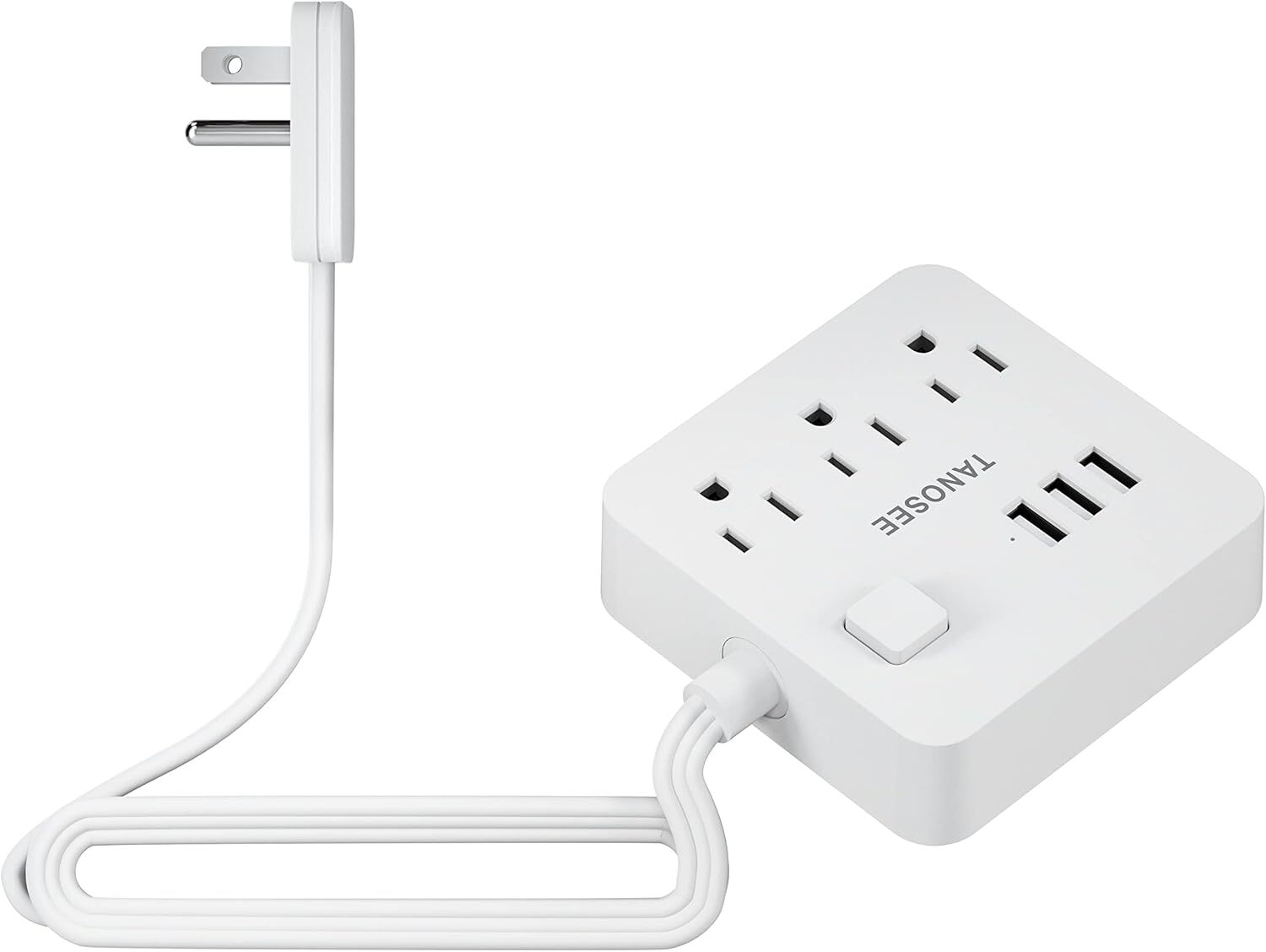 Ultra Thin Flat Plug Power Strip with Multi Outlet 3 USB Port 5FT Extension Cord