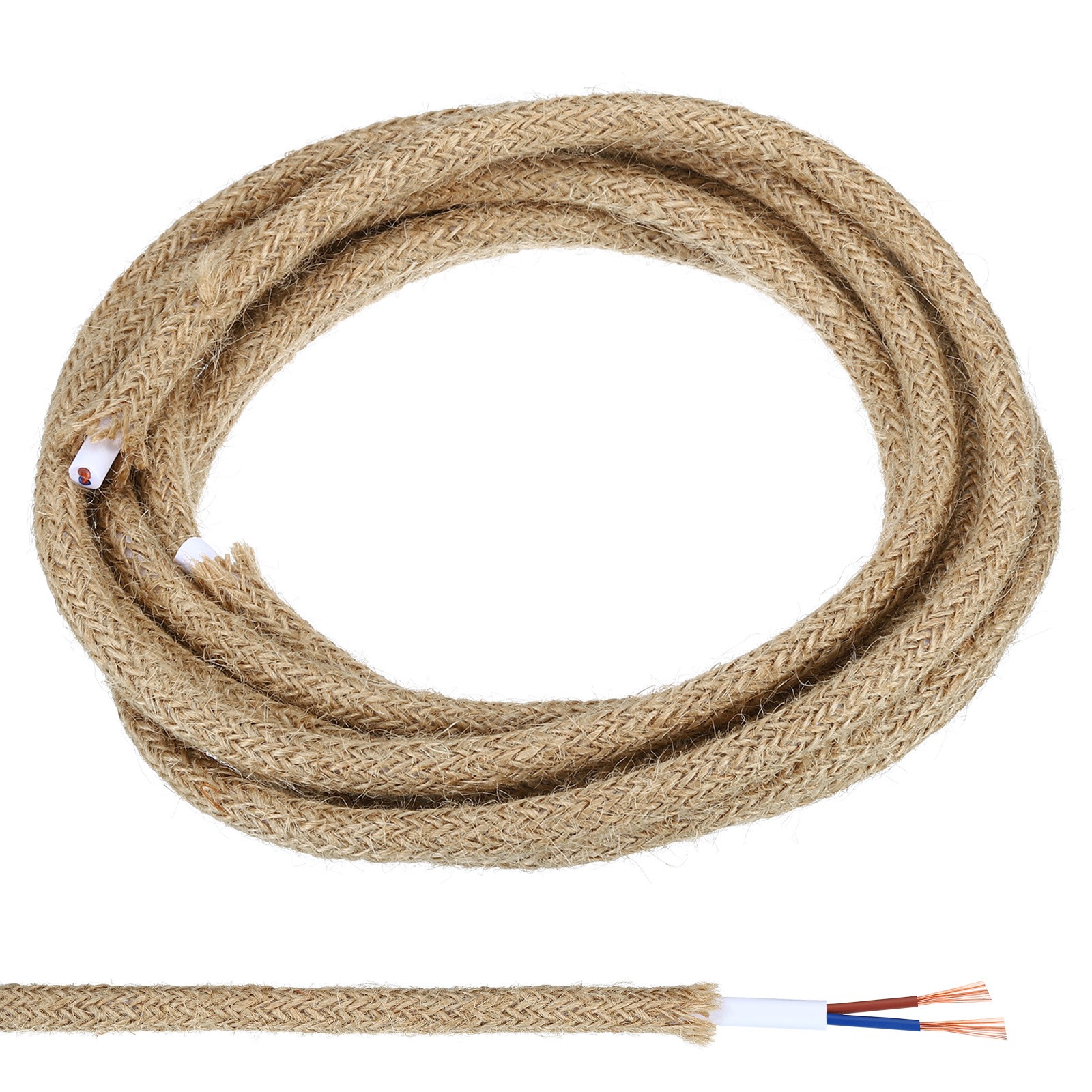 9.84ft 18AWG 2 Core Fabric Cloth Covered Round Wire, Linen
