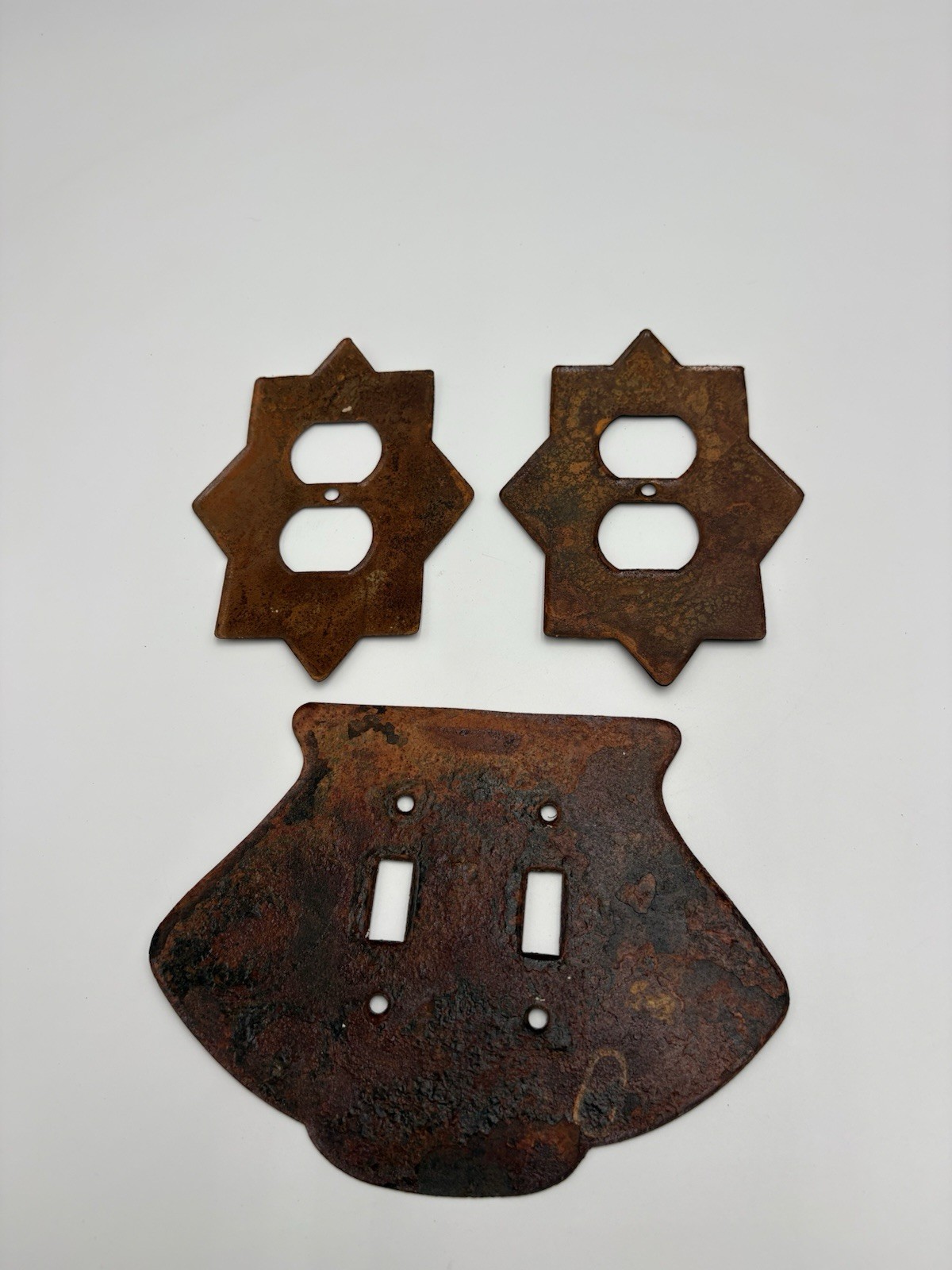 Lot of 3 Copper Color Light Switch Covers Southwest Rustic Metal