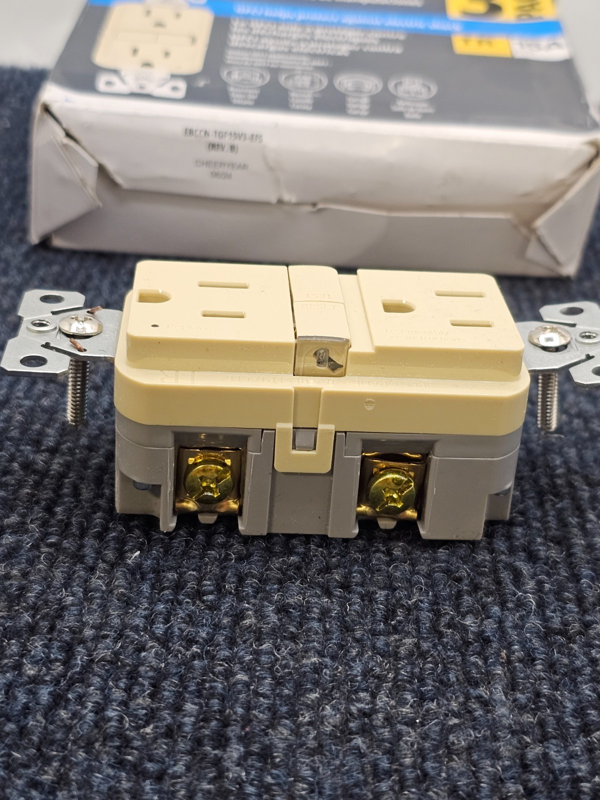 (QTY 3) Eaton TRGF15V-3-L: 15A Tamper Resistant Duplex Receptacle – Ivory