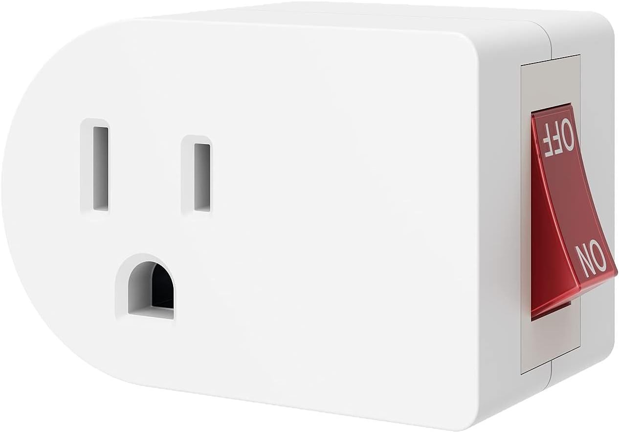 Compact Single Outlet Wall Tap Adapter with Power Switch – 2 Pack for Easy Use