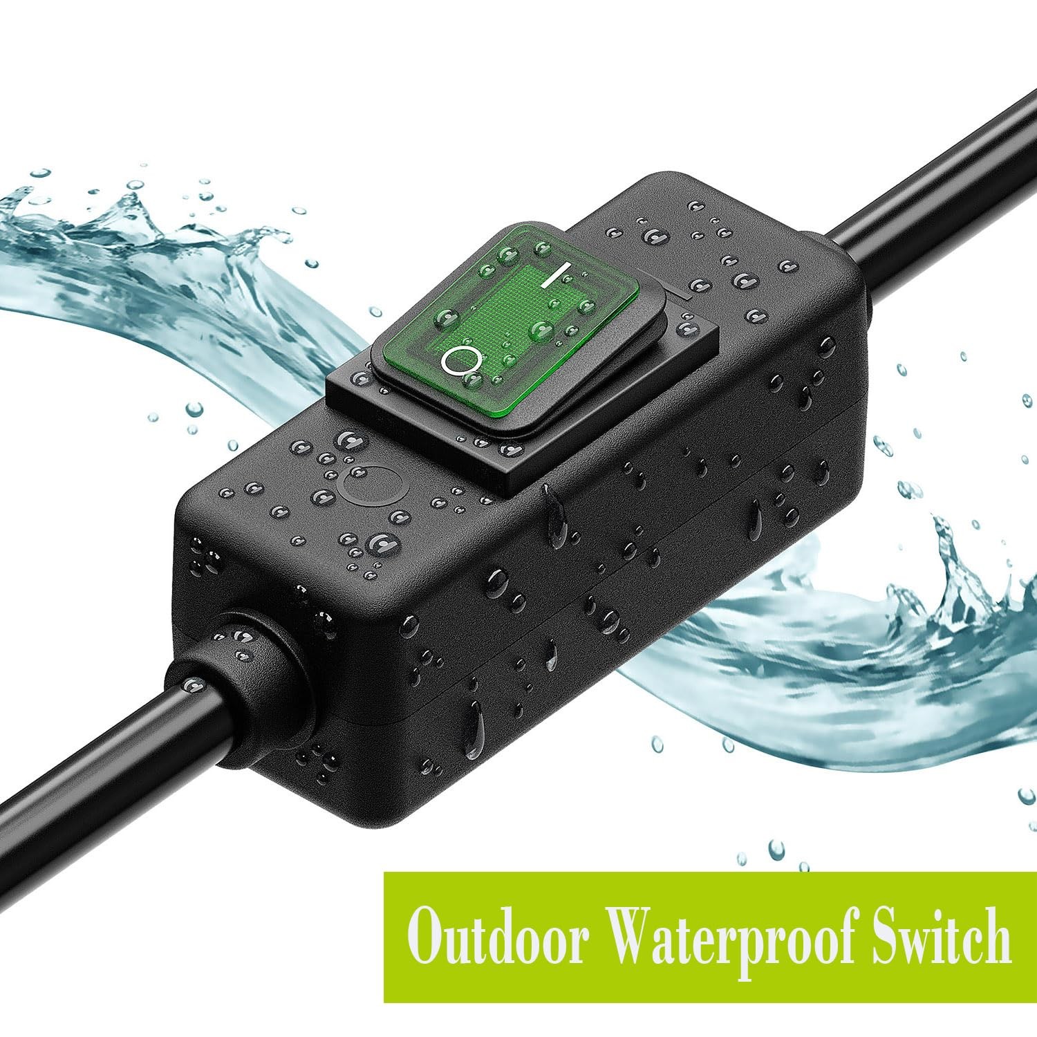 Right Angle Outdoor Waterproof Extension Switch Cord, in-Line 1.5-Foot, Black