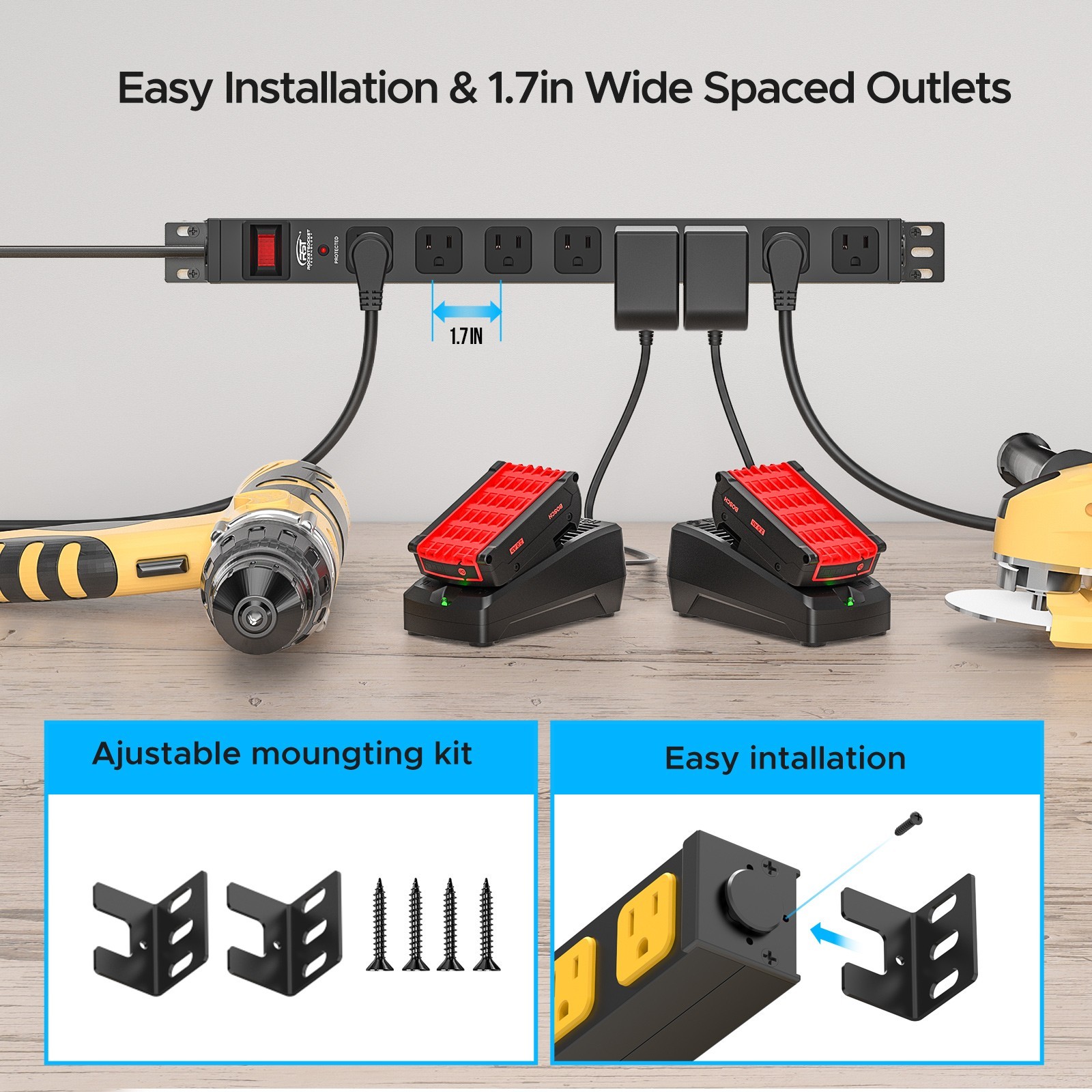 8-Outlet HeavyDuty Industrial Power strip with 2100J Surge Protector(ETL Listed)