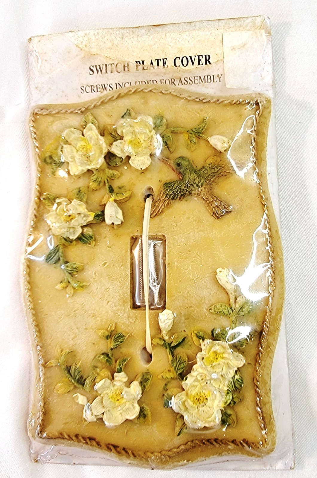 Handpainted 3D Floral Hummingbird Single Wall Light Switch Plate Decor NIP Resin